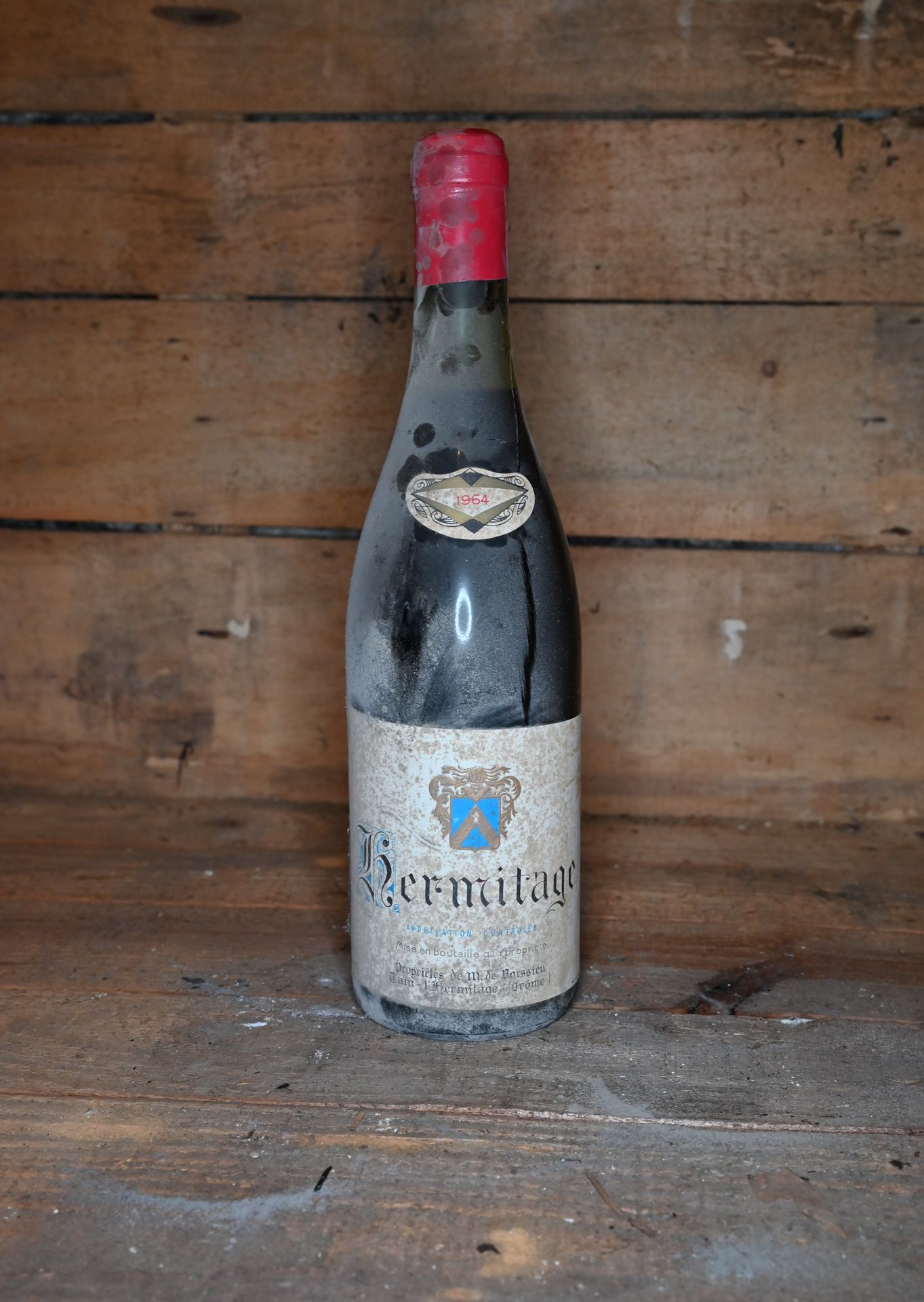 Null 8 Flaschen Hermitage rouge Marquis de Buissieu 1964.

Der Zustand der Etike&hellip;