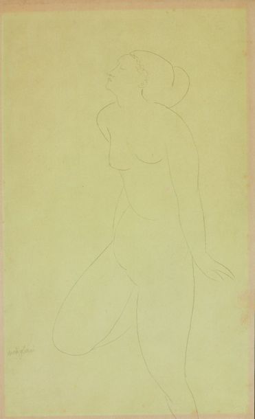 Null Amedeo MODIGLIANI (1884-1920) : Nu de femme à la jambe repliée, 1919. Crayo&hellip;