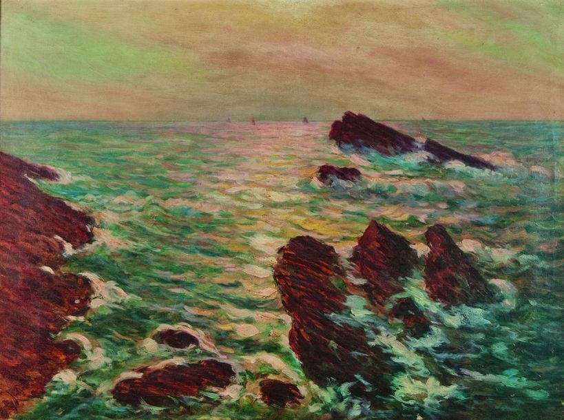 Null Arsène CHABANIAN (1864-1949) : Les Rochers. Huile sur toile signée en bas à&hellip;