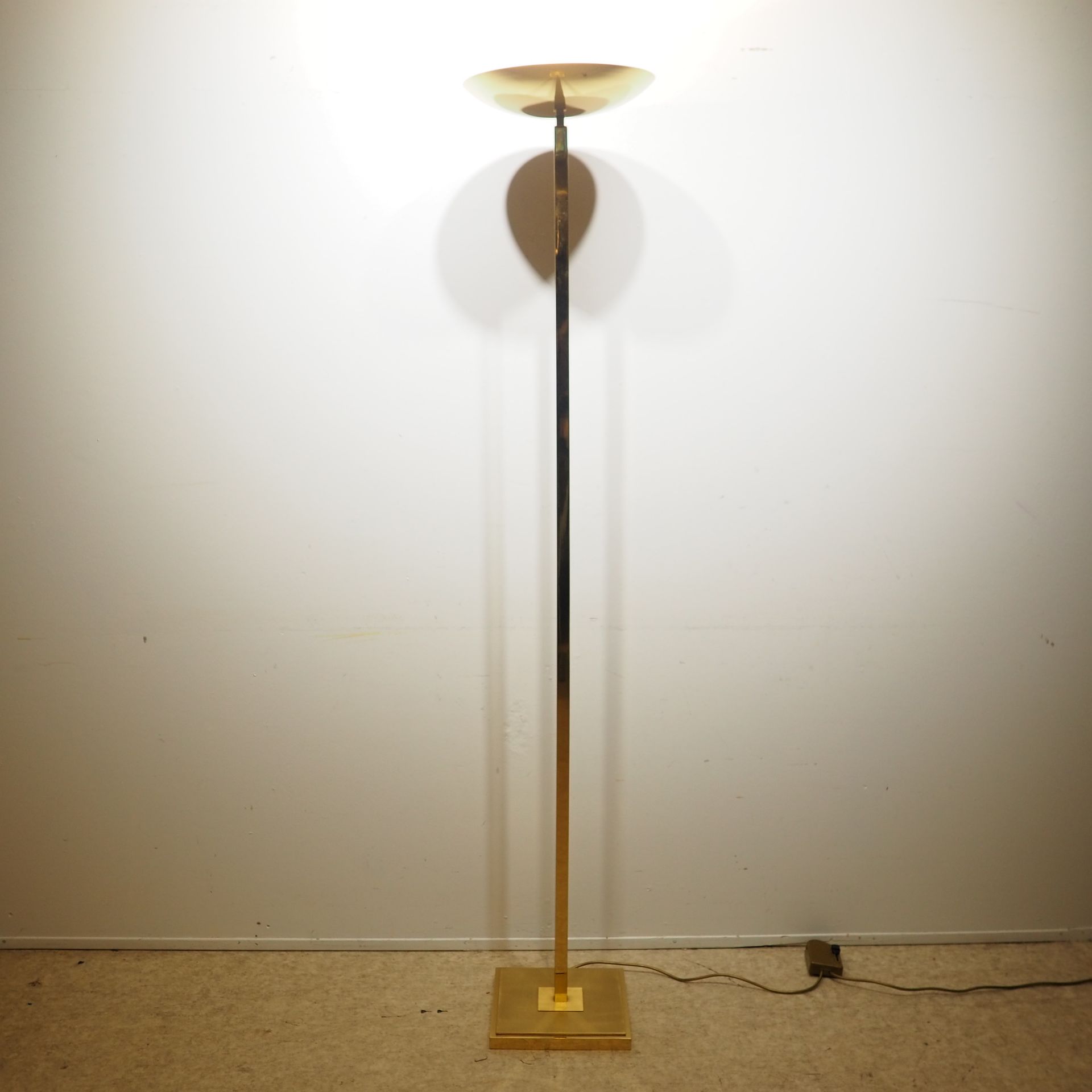 Null Halogen floor lamp around 1980, brass shaft with golden patina, lighting wi&hellip;