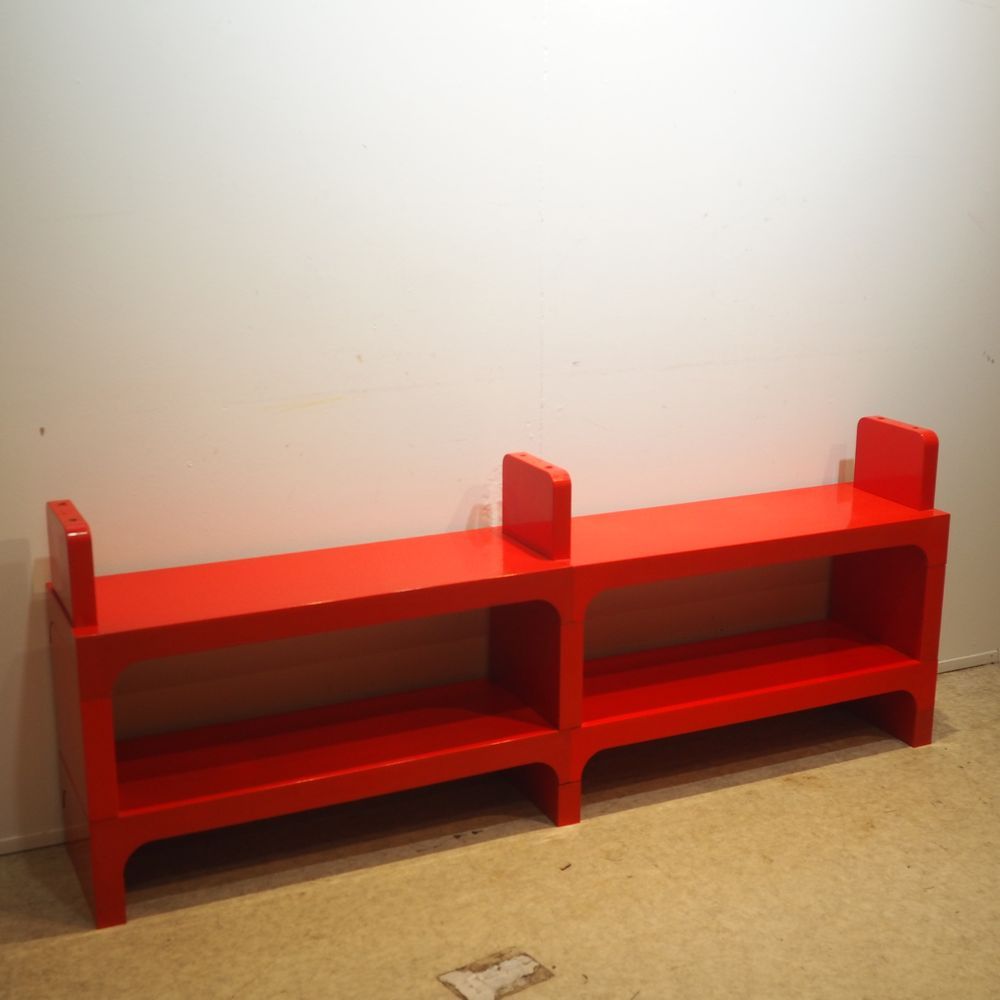 Jo Je Bins (XX) Jo Je Bins (XX) / Vardani : Modular bookcase circa 1970, red ABS&hellip;