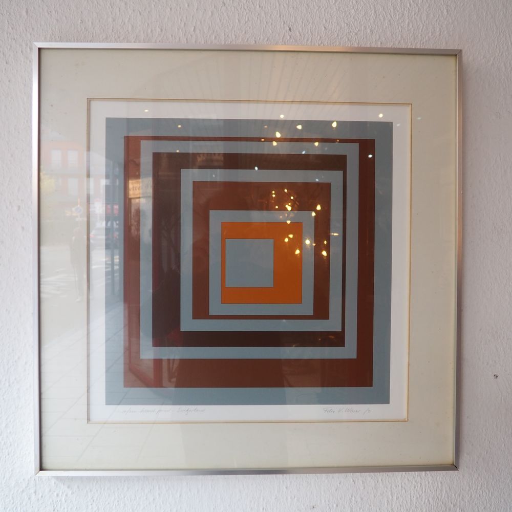 Felix Waser (1924) Felix Waser (1924): 丝网版画，由方块组成的动感色彩，右下角有签名，日期为1971年，编号为18/200&hellip;