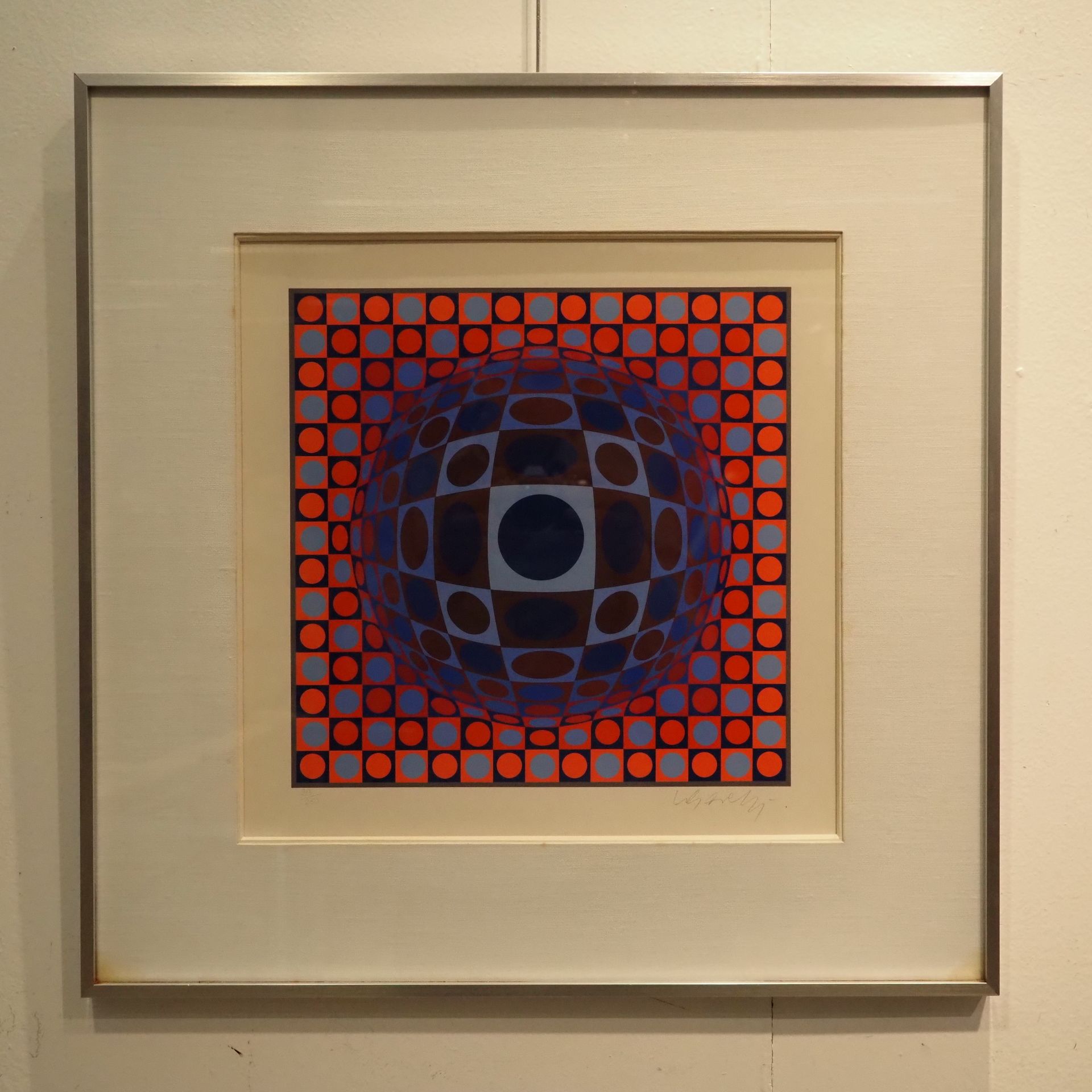 Null 瓦萨雷利-维克多（1906-1997）:动感艺术，织女星彩色丝网印刷，右边缘有签名，编号213/250，玻璃框，图片尺寸：30,5 x 30,5 cm