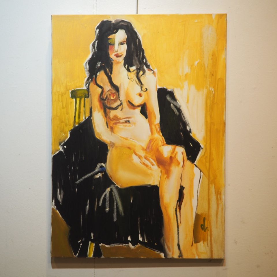 Dehaes Serge (XX) Dehaes Serge (XX) : Oil on canvas, nude of seated lady, signed&hellip;