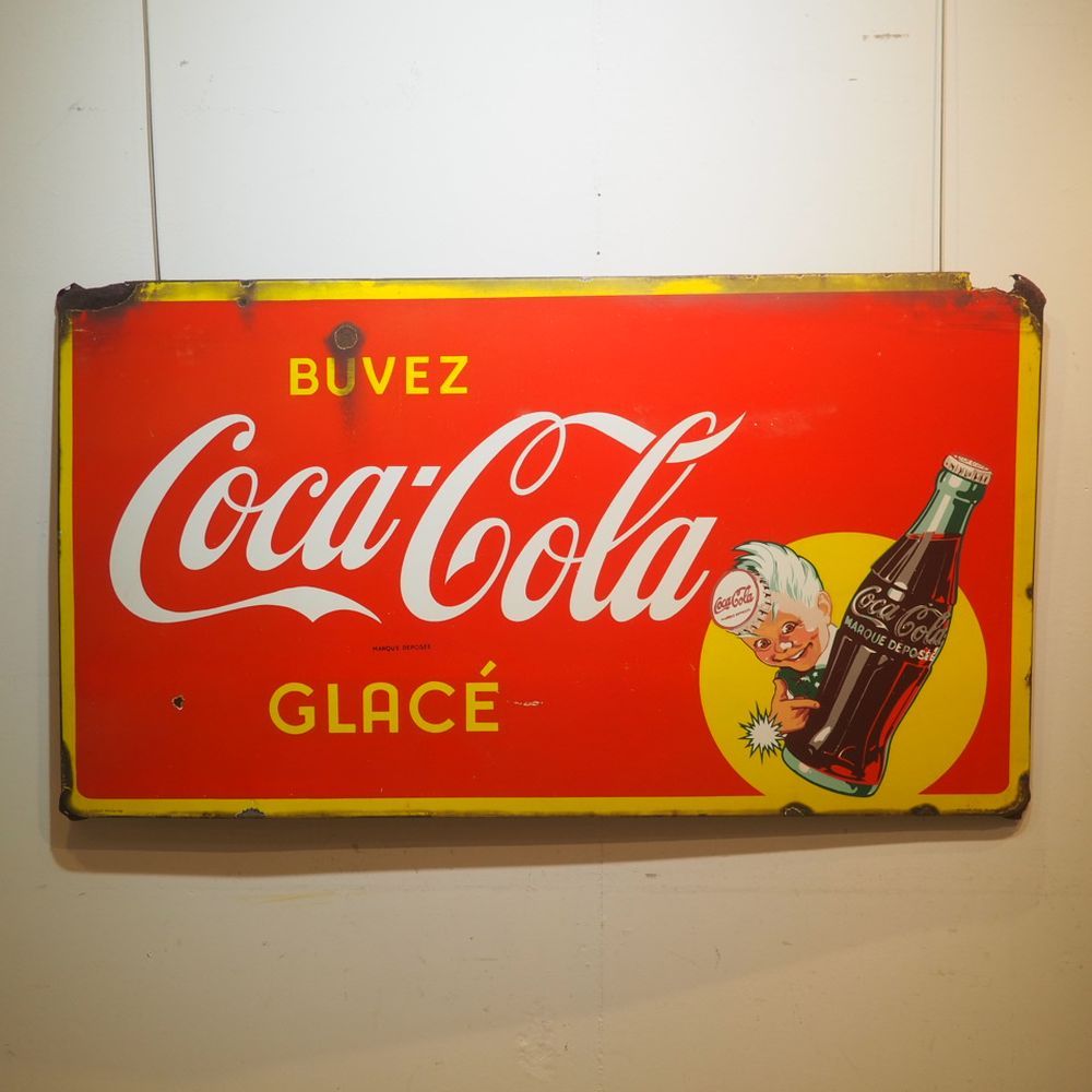Null Coca-Cola / Emaillerie belge Bruxelles datée 1957 : Emaillierte Platte um 1&hellip;