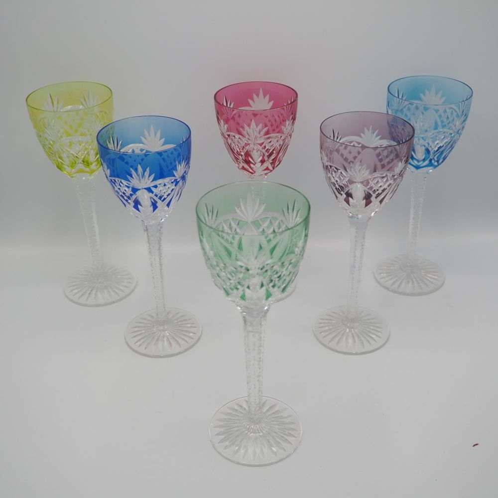 Null Cristalerie Lorraine : Série de 6 verres à pied, cristal clair taillé et do&hellip;