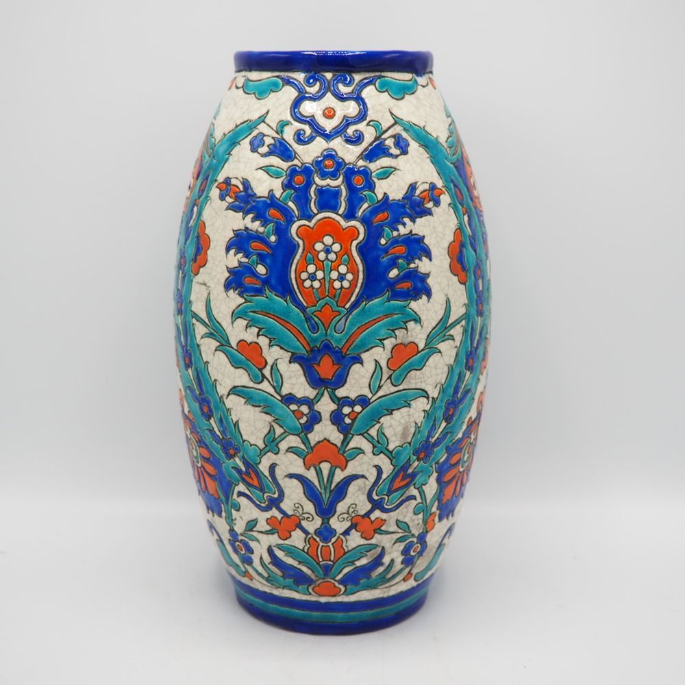 Null 卡托-查尔斯（1880-1966）/凯拉米斯 : Art-Deco卵形花瓶，形状885，iznik D69装饰，釉面陶器，底座下有凯拉米斯印章，高：3&hellip;