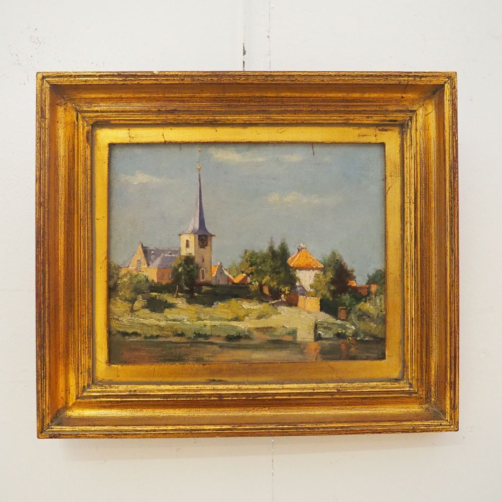 Null Albracht Willem (1861-1922): 桃花心木板上的油画，"Mariekerk"，左下角签名，日期为1896年，右下角有标题，尺寸&hellip;