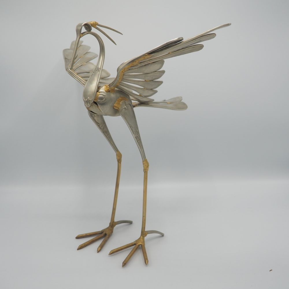 Null Bouvier Armand (1913-1997): Sculpture, wader, consisting of parts of silver&hellip;