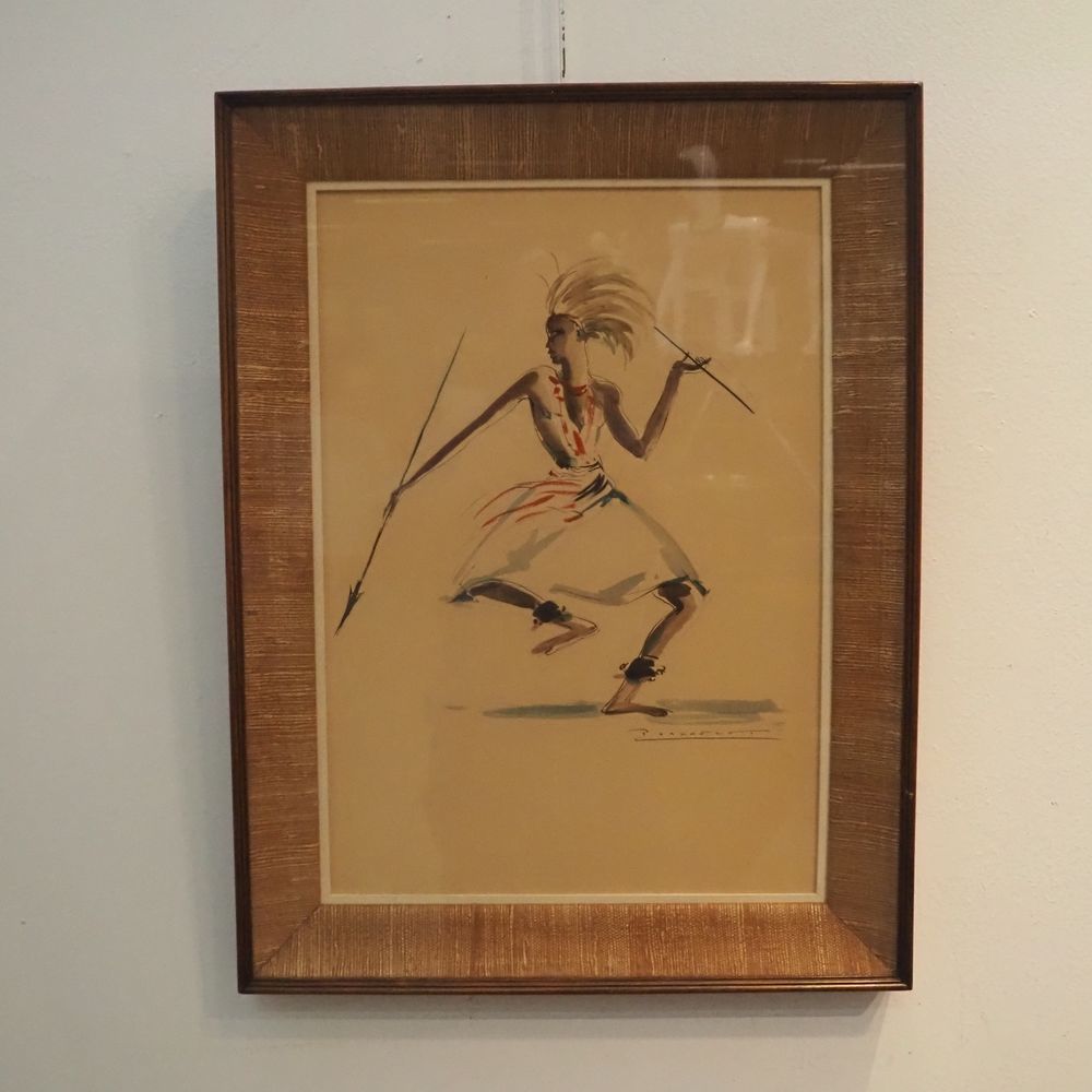 Null Daxhelet Paul (1905-1993): acquerello, guerriero Sitsu, firmato in basso a &hellip;