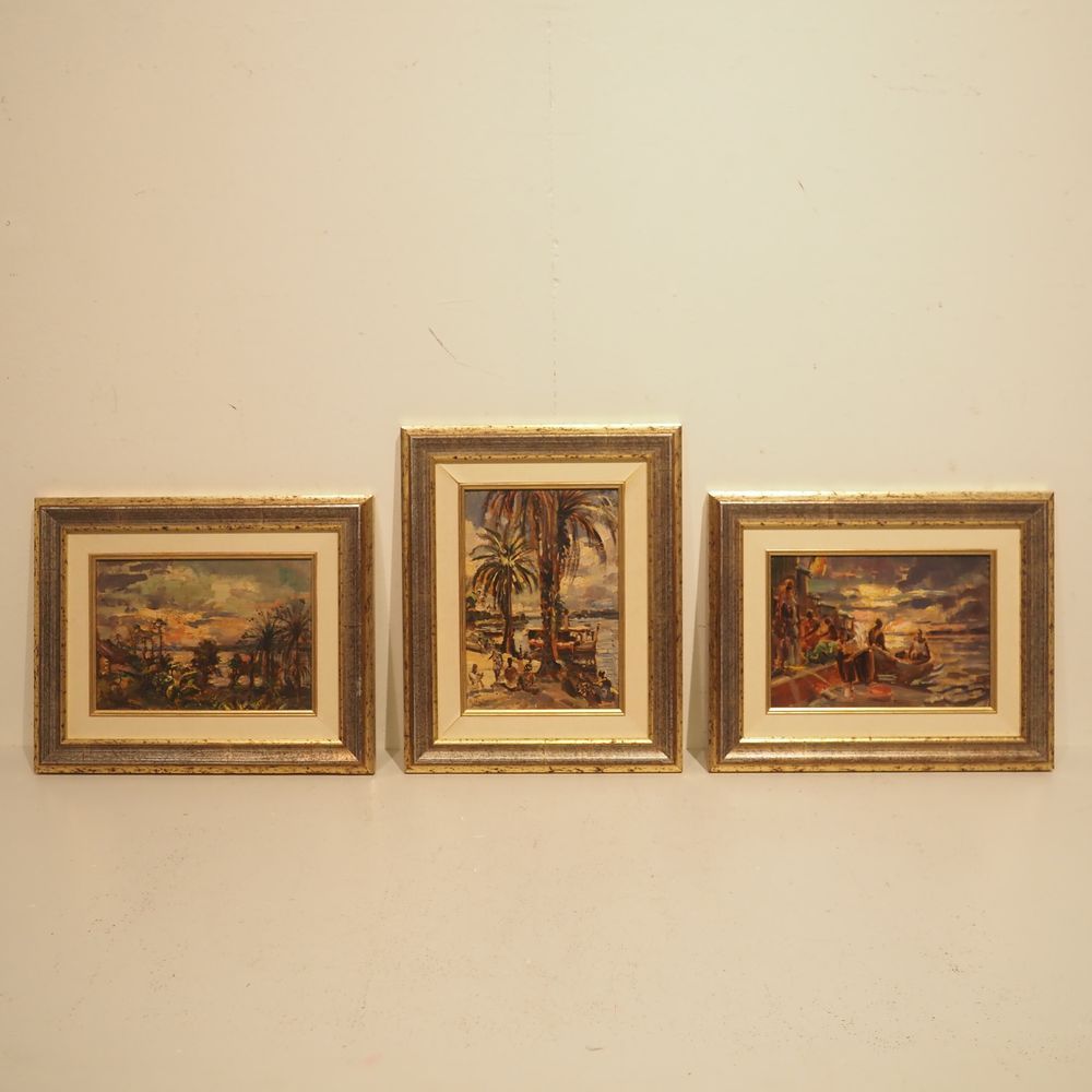 Null 
André Hallet / Gallerie Rafael : Suite de 3 tableaux vers 1960, huile sur &hellip;