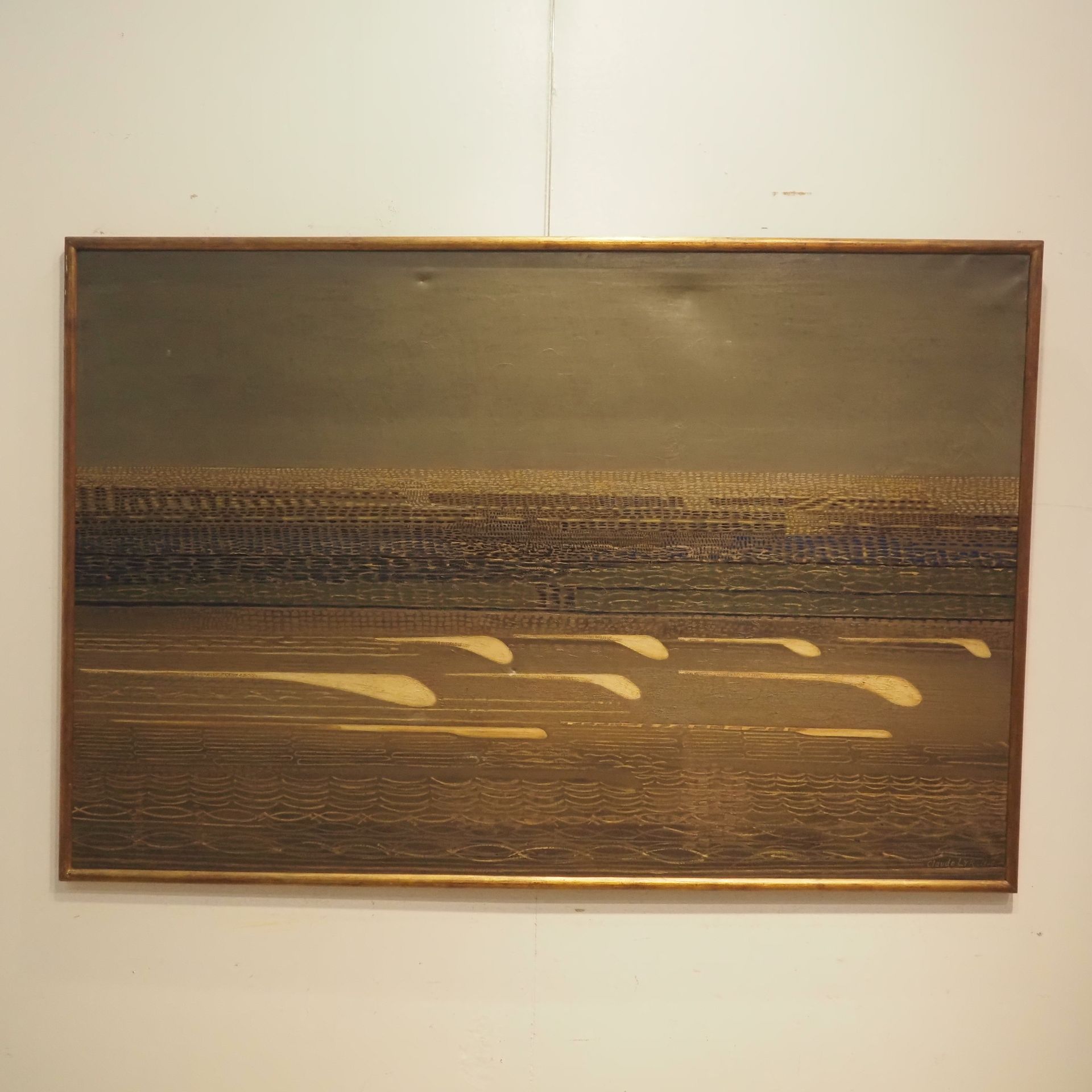 Null Lyr Claude (1916-1995): 布面油画，标题为 "Haute mer"，右下角签名，日期为1960年，尺寸：100 x 150 cm&hellip;