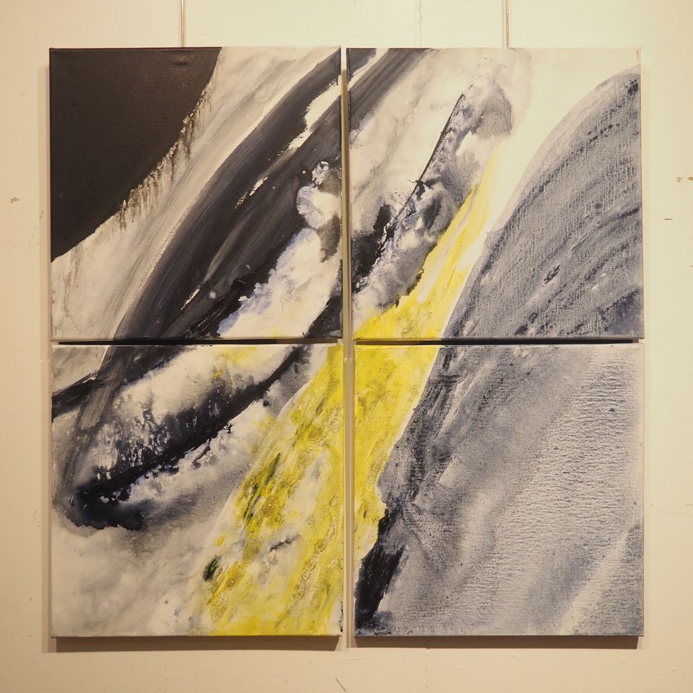 Null Kirchner Roland: Cuadríptico, técnica mixta, composición abstracta, óleo, a&hellip;