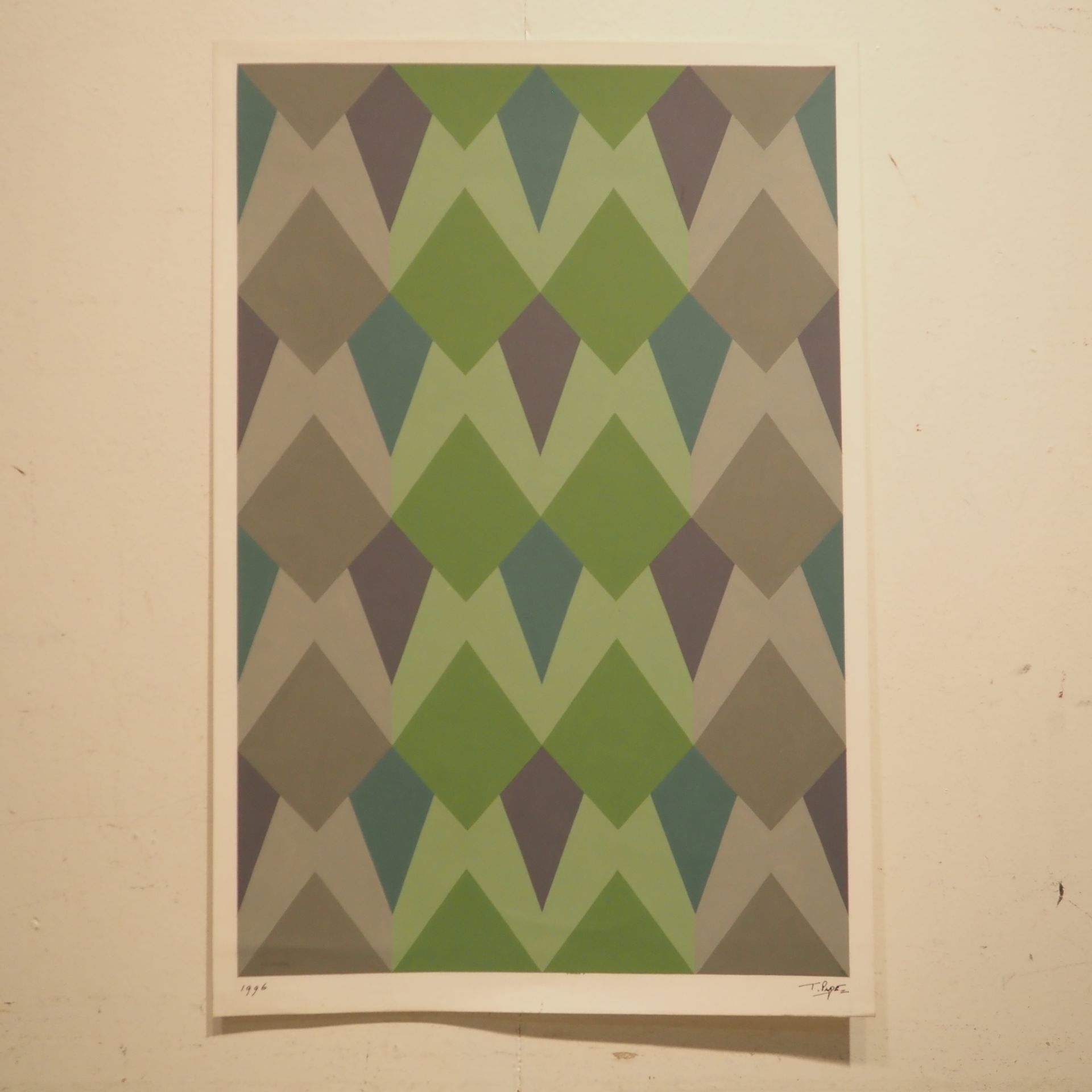 Null Ton Pape: Gouache sobre papel, composición abstracta de figuras geométricas&hellip;
