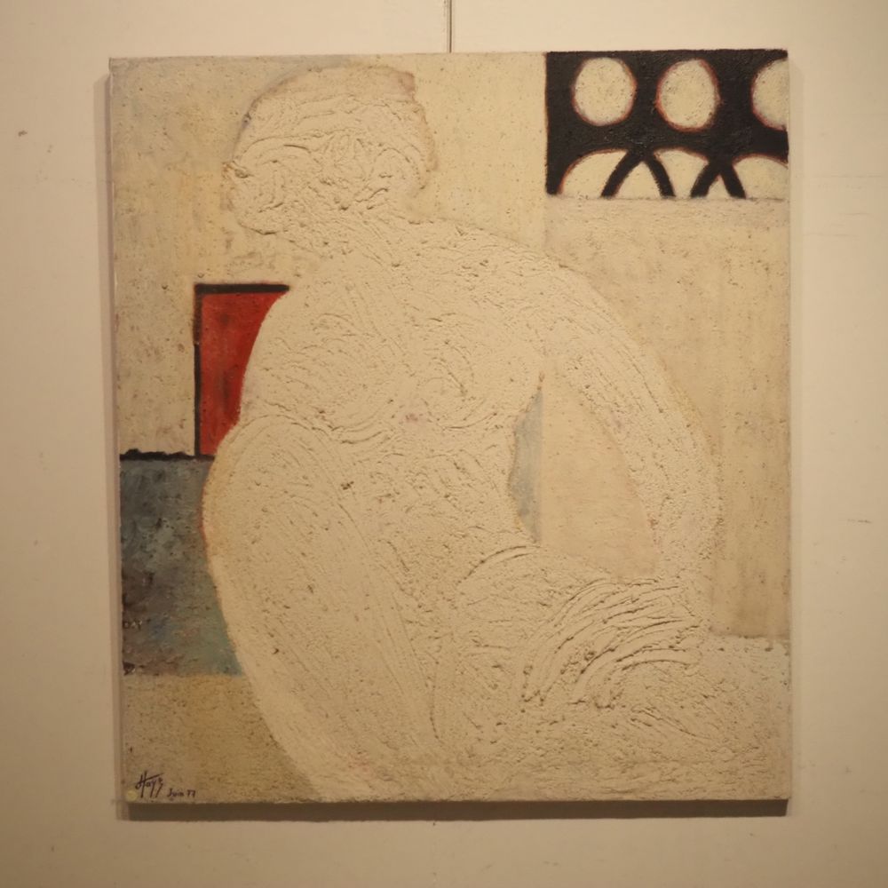 Null 弗朗西斯-海耶（1943-2011）。丙烯酸画布，"Lieu féminin"，以女性裸体为主题，左下方签名，日期为1977年6月，尺寸：100 x &hellip;