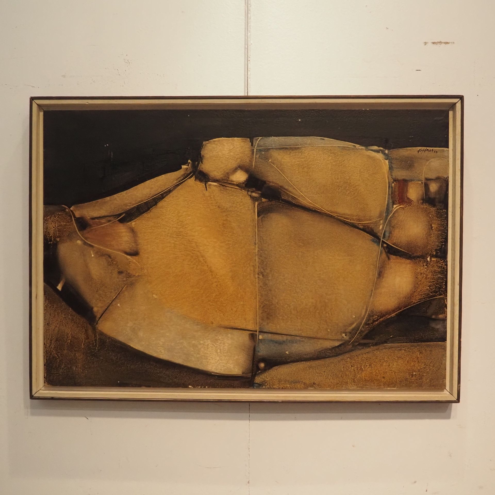 Null 弗莱曼-莫里斯（1928）。油画，构成色情拉长的形式，右上方有签名，日期为1969年，尺寸：55 x 80厘米