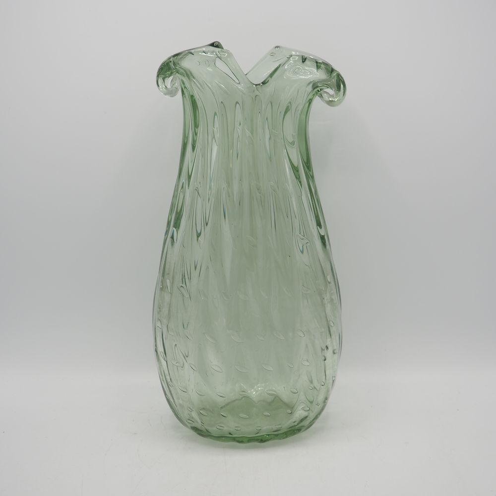 Null Ercole Barovier / Murano: Vase um 1950, mundgeblasenes Glas mit Blasen, Hal&hellip;