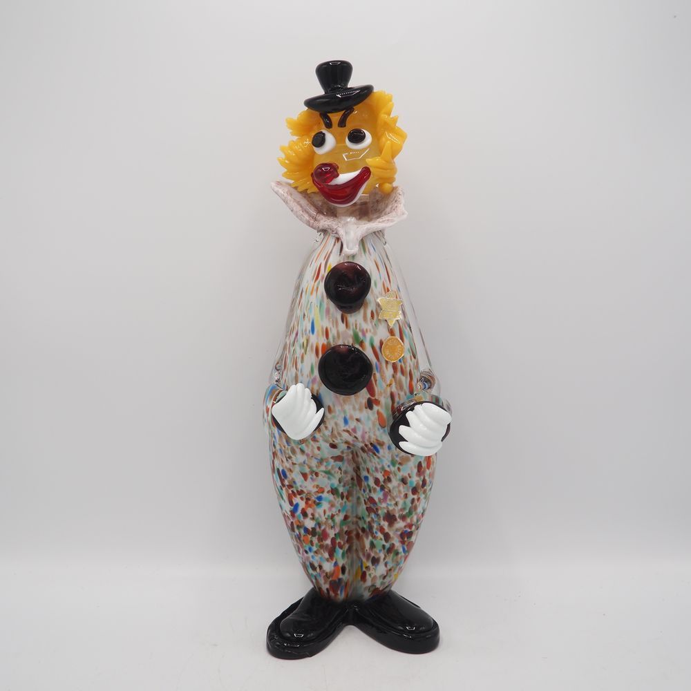 Null Murano: scultura in vetro raffigurante un clown, vetro colorato soffiato a &hellip;