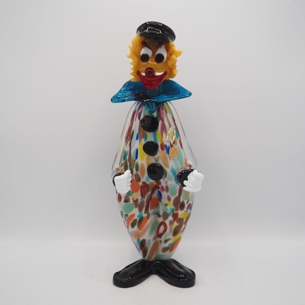 Null Murano: scultura in vetro raffigurante un clown, vetro colorato soffiato a &hellip;