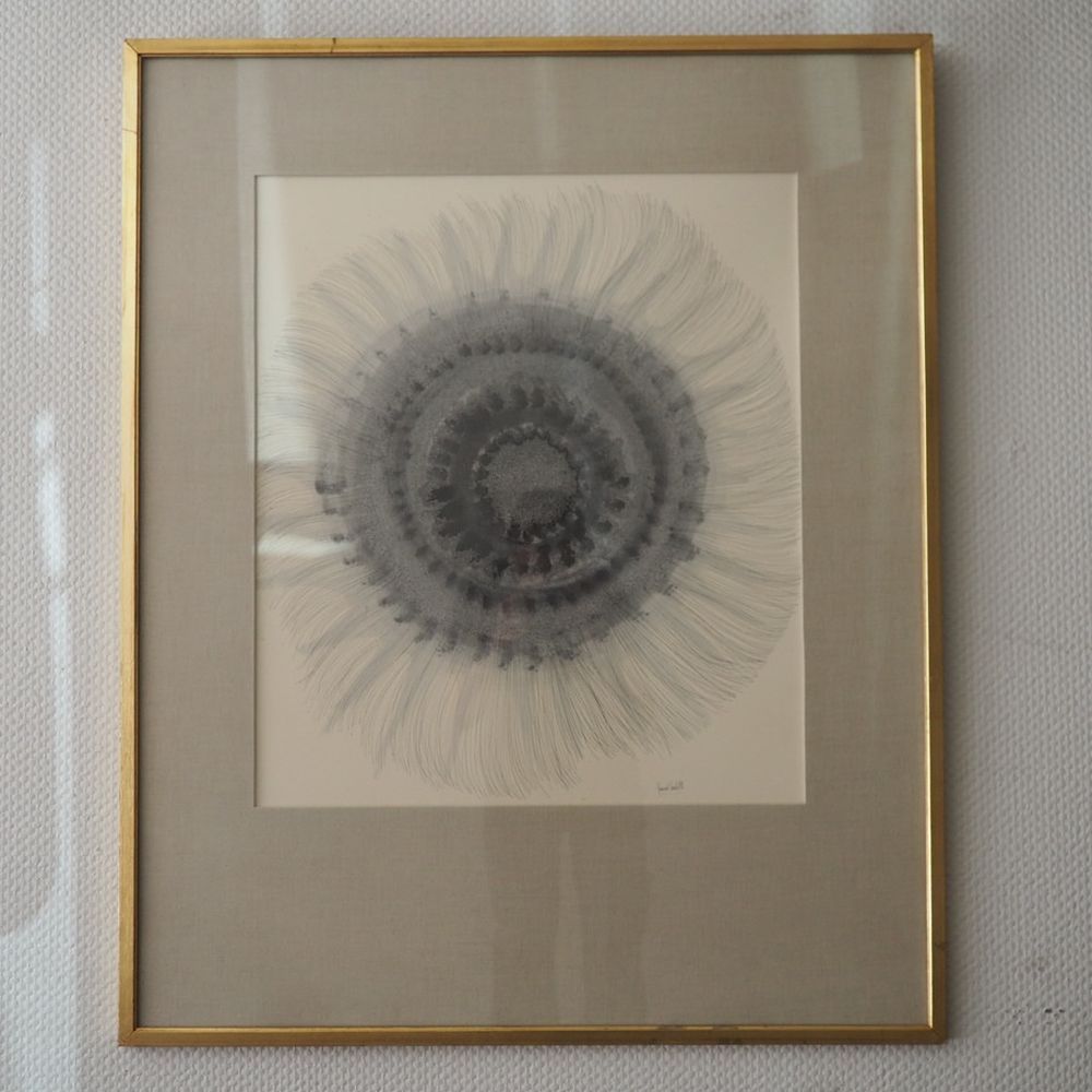 Null Encre de chine figurant un soleil, signée en bas à droite, dim: 62 x 53 cm