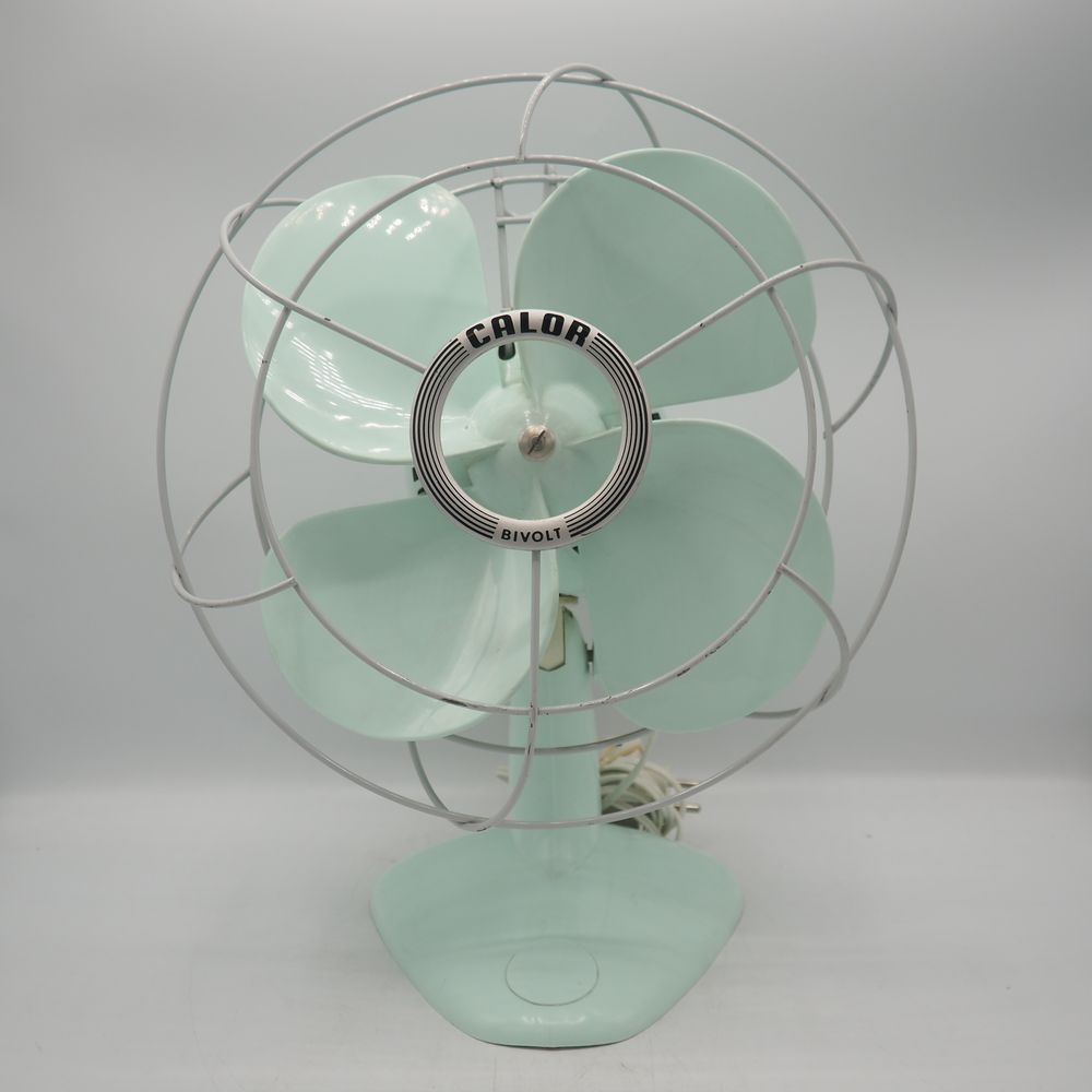 Null Calor : Ventilator um 1990, Modell Bivolt, geformter Kunststoff in Pastellg&hellip;