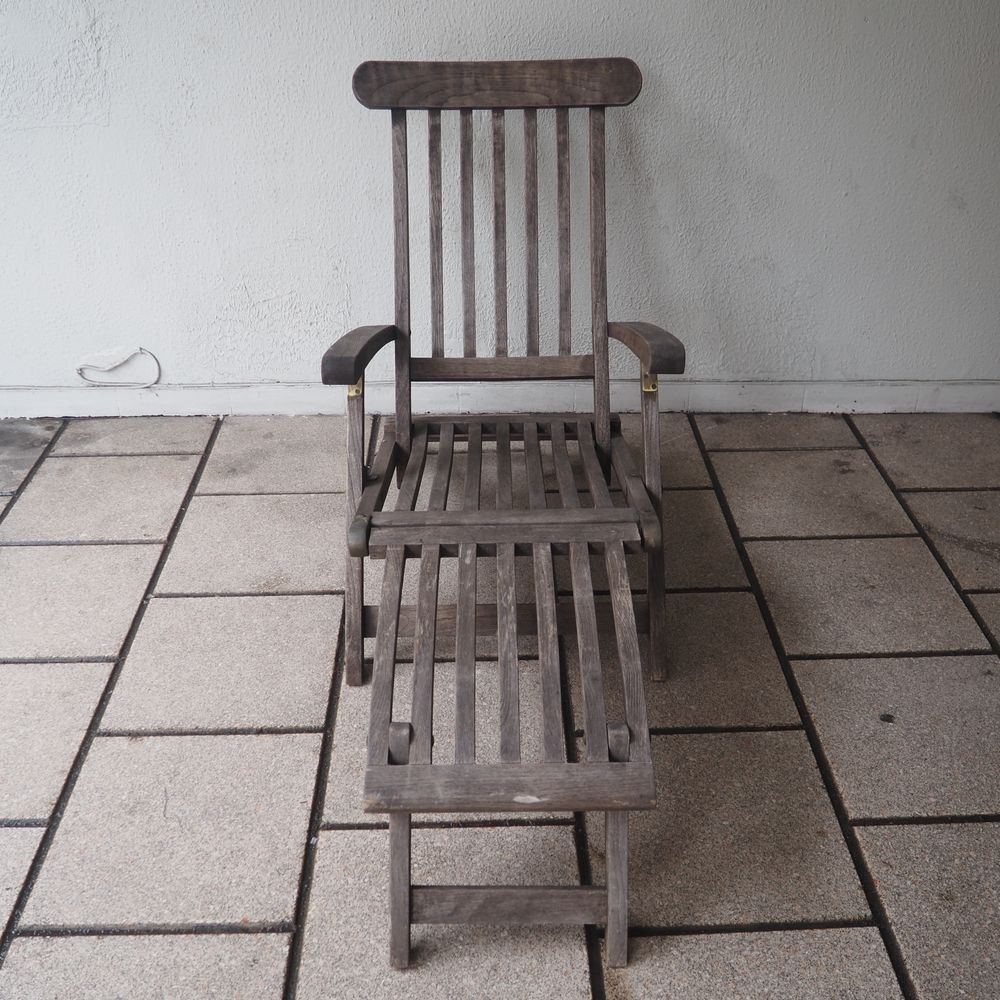 Null 夏季和花园木制品：可折叠和可调的实心柚木躺椅