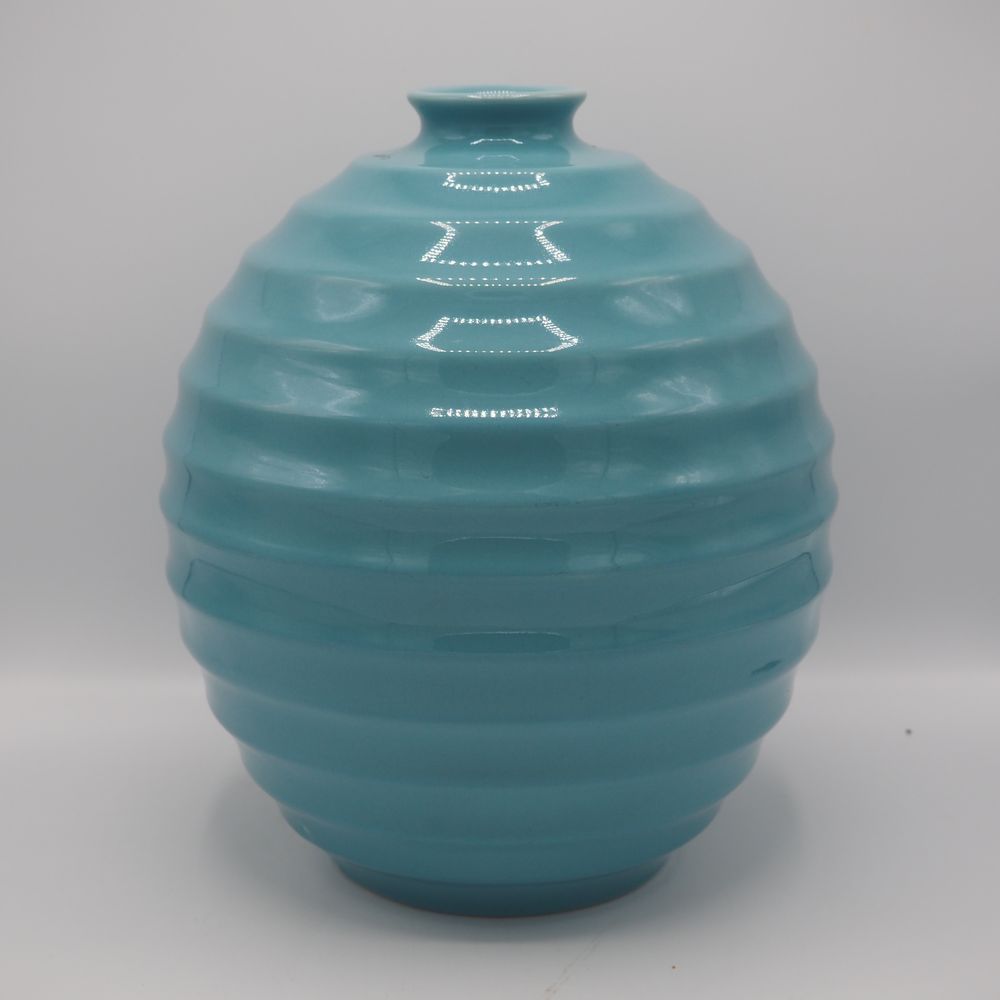 Null Villeroy & Boch Luxembourg: Art Deco Vase, glasierte Keramik, türkisfarben,&hellip;