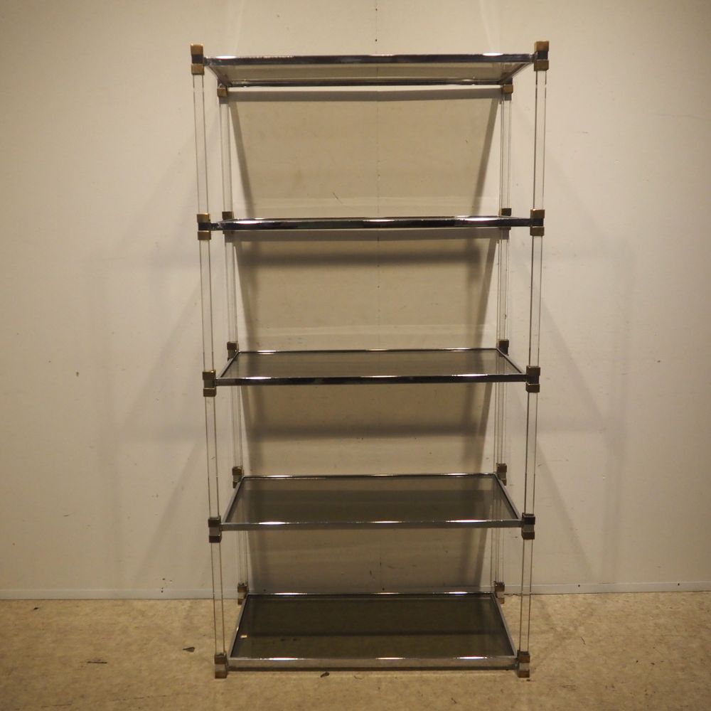 Null Roche Bobois provenance: Open bookcase circa 1970, chromed steel and Plexig&hellip;