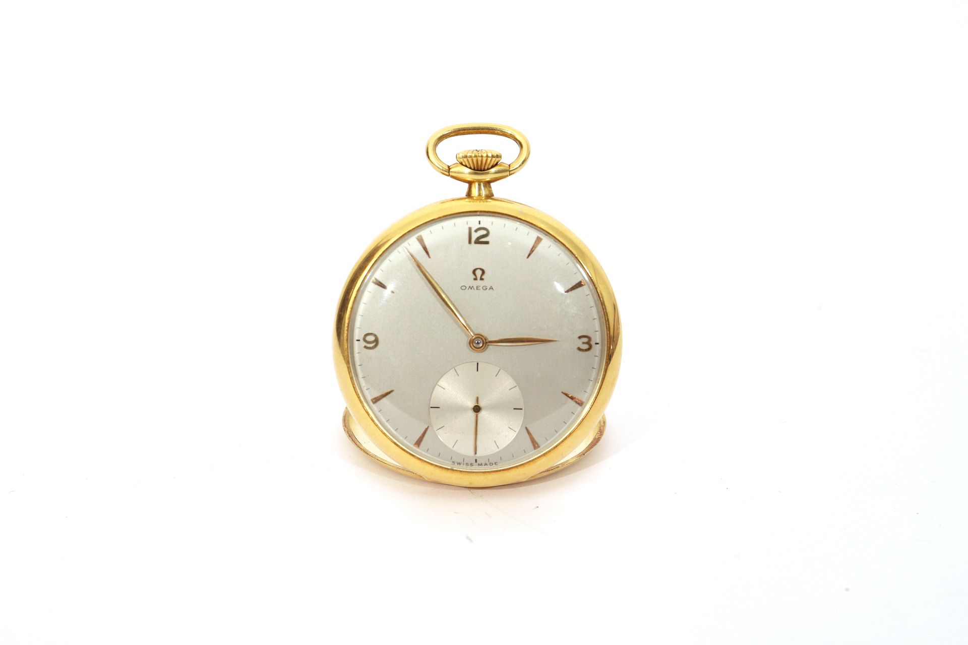 Null OMEGA About 1950

N°11231374

18k (750) yellow gold pocket watch, white dia&hellip;