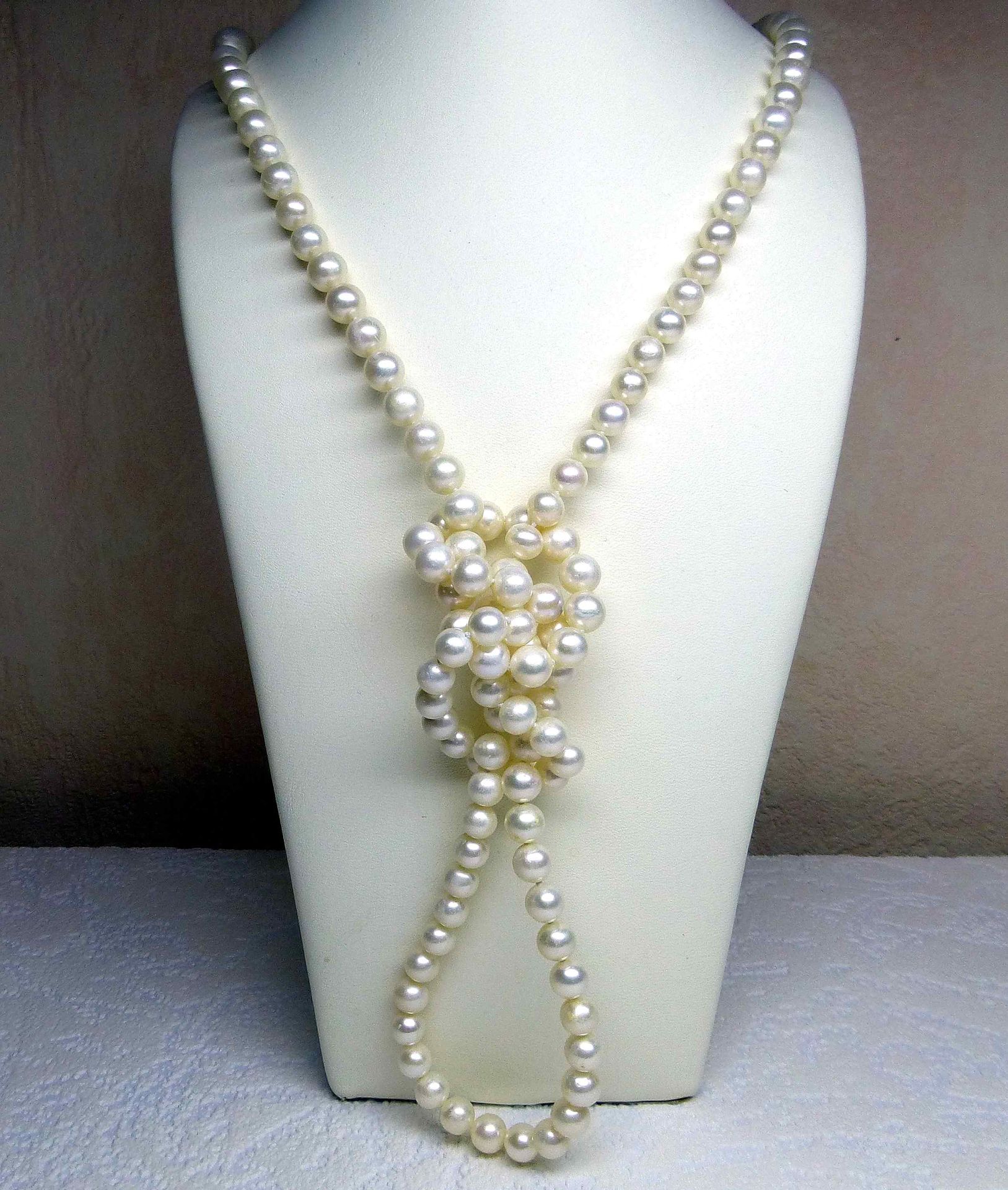 Null Sautoir en perles de culture naturelles (D: 7 - 7,5 mm) d'une longueur de 1&hellip;