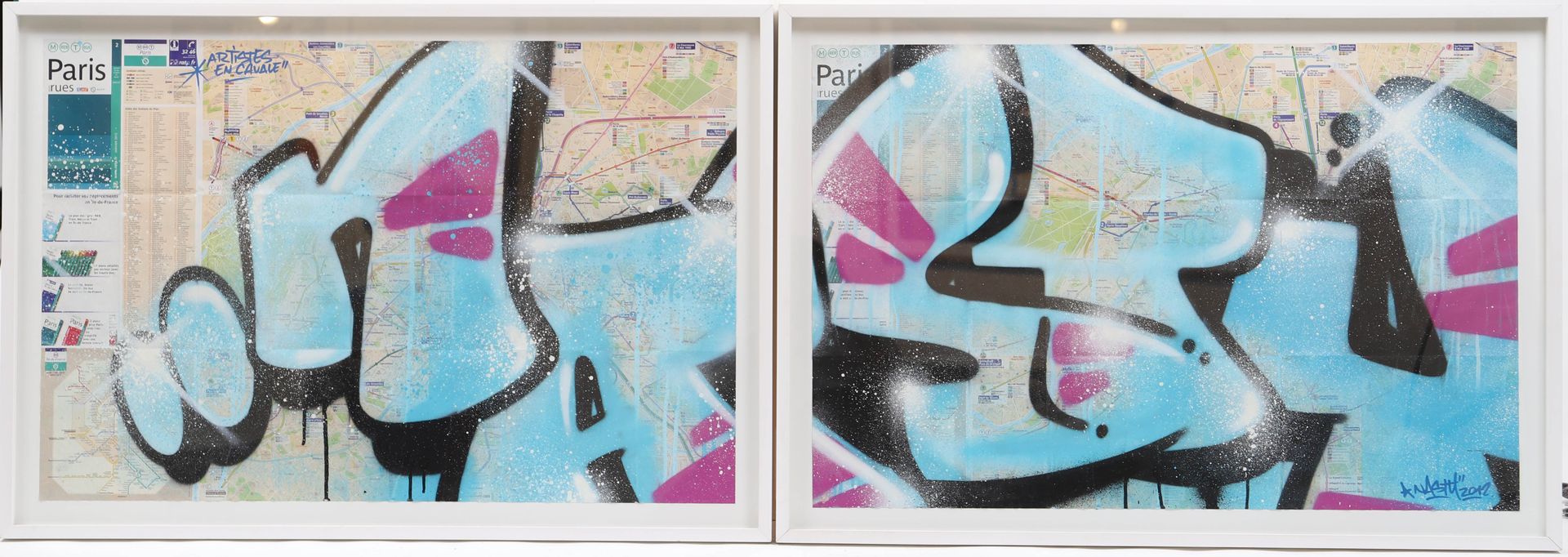 Null 纳斯特(生于1975年)

法国街头艺术家

该作品以巴黎地铁的地图为标签，由两部分组成。

一对玻璃框架下的作品

尺寸：高：64；宽：92厘米，每&hellip;