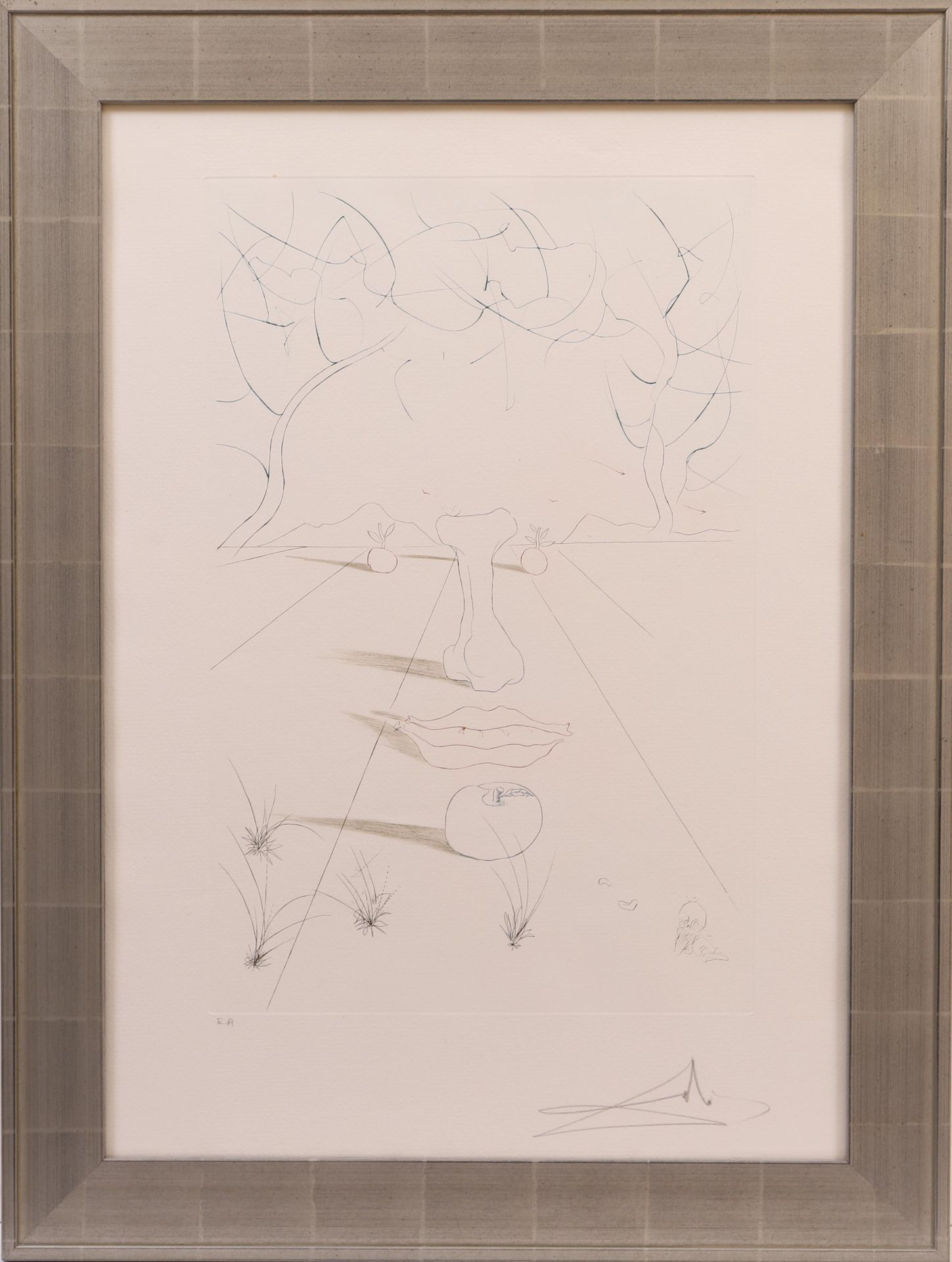 Null 萨尔瓦多-达利(1904-1989)的 "奥雷利亚"。

雕刻在玻璃下的框架。

EA在盘子上签名。

带框架的尺寸：高：87；宽：65厘米