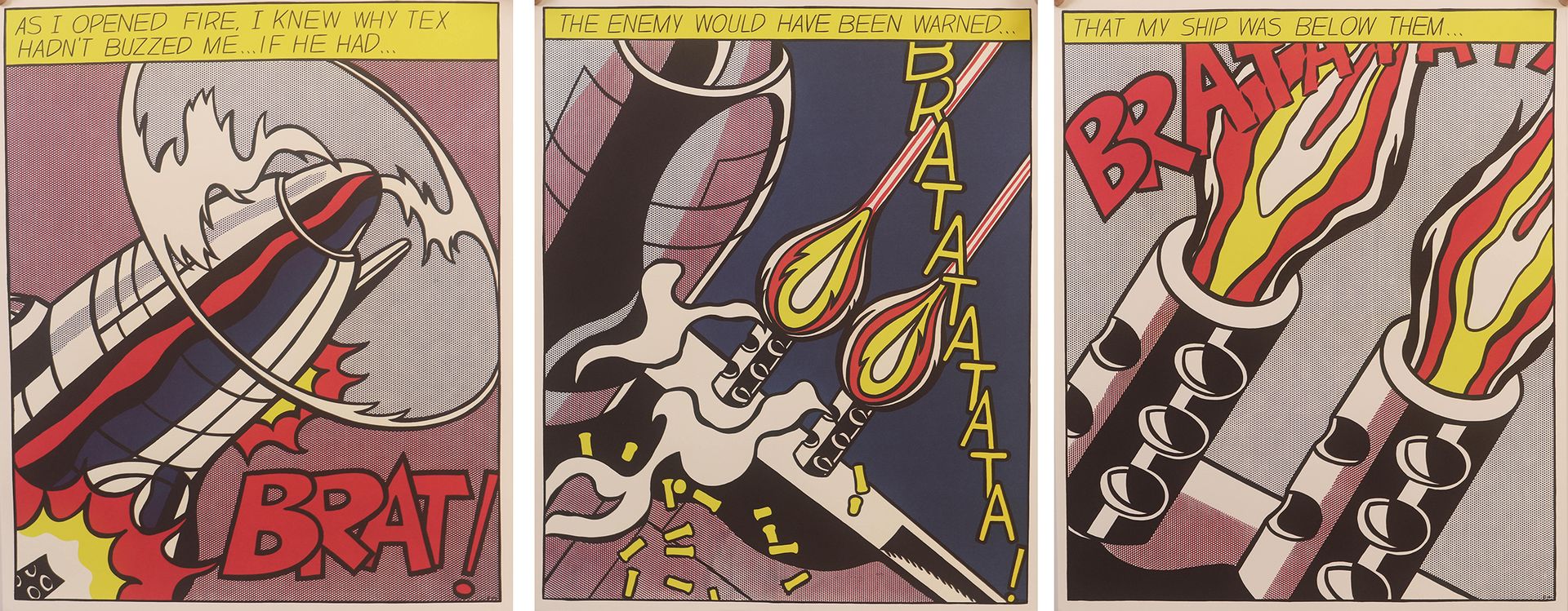 Null "As I opened fire" by Roy Lichtenstein (1923-1997)

Tryptic of serigraphs 
&hellip;
