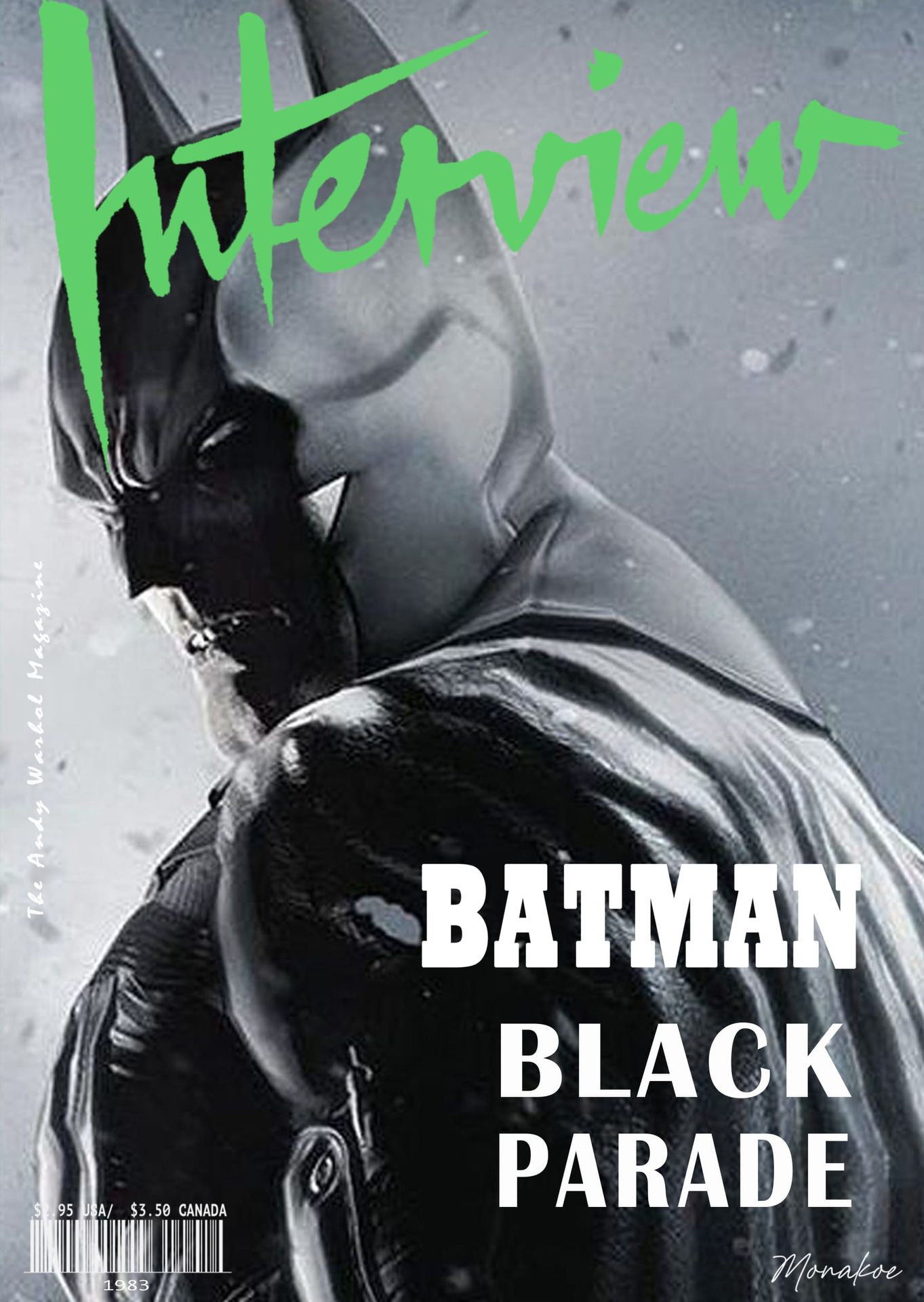 Null 采访安迪-沃霍尔杂志，蝙蝠侠，Monakoe，印在美术纸上，黑框，10份，尺寸59 x 83厘米