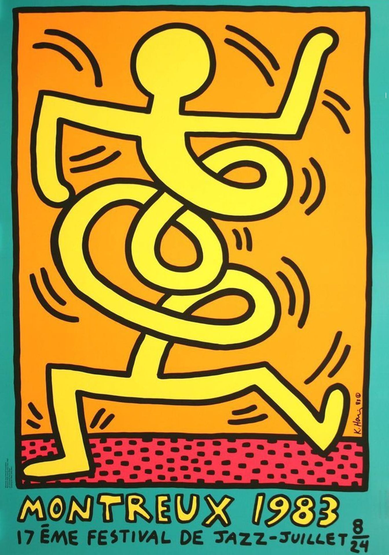 Null Keith Haring (nach), Plakat Montreux Bonhomme jaune, 1983. 

Papier Poster,&hellip;