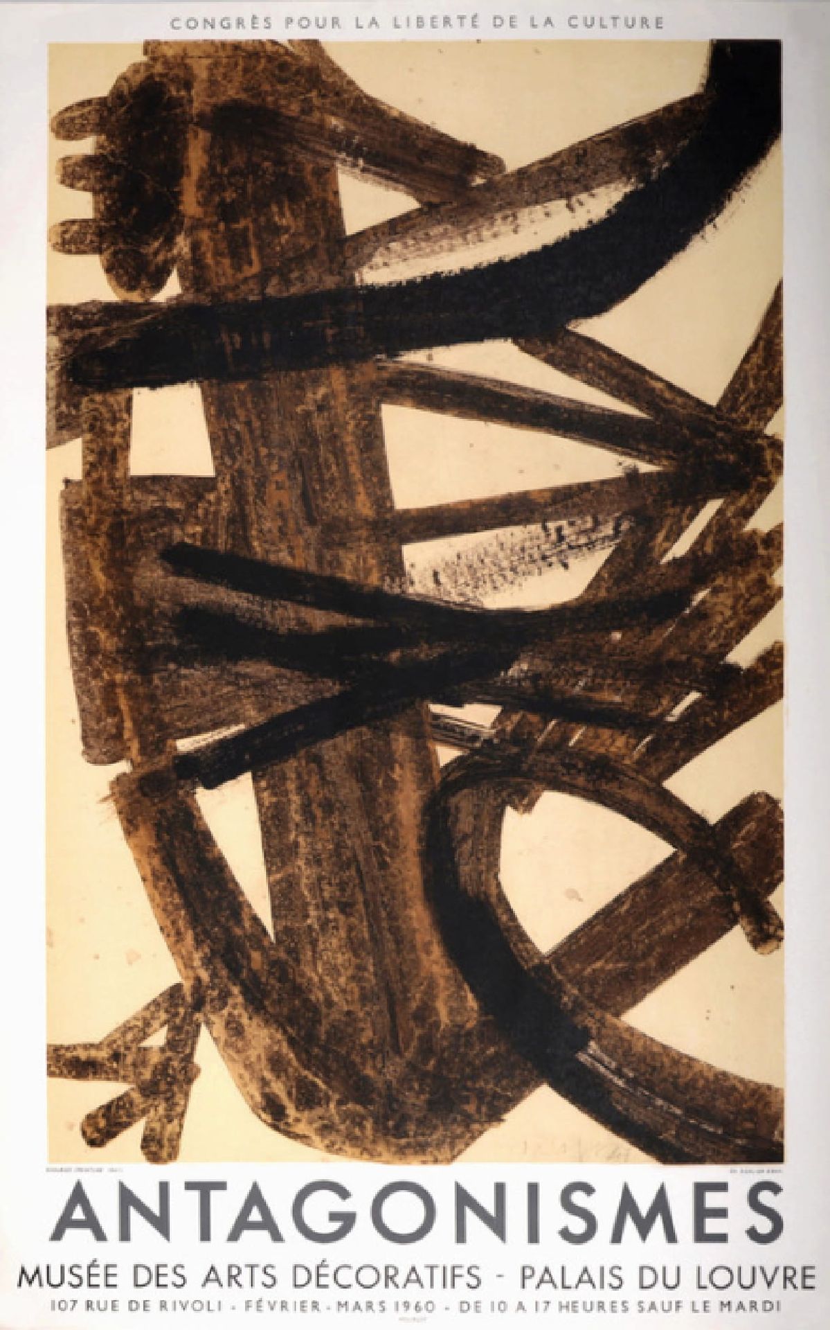 Null Pierre Soulage (nach), Plakat Paris Louvres, 1960, Papier Plakat, Größe 88 &hellip;