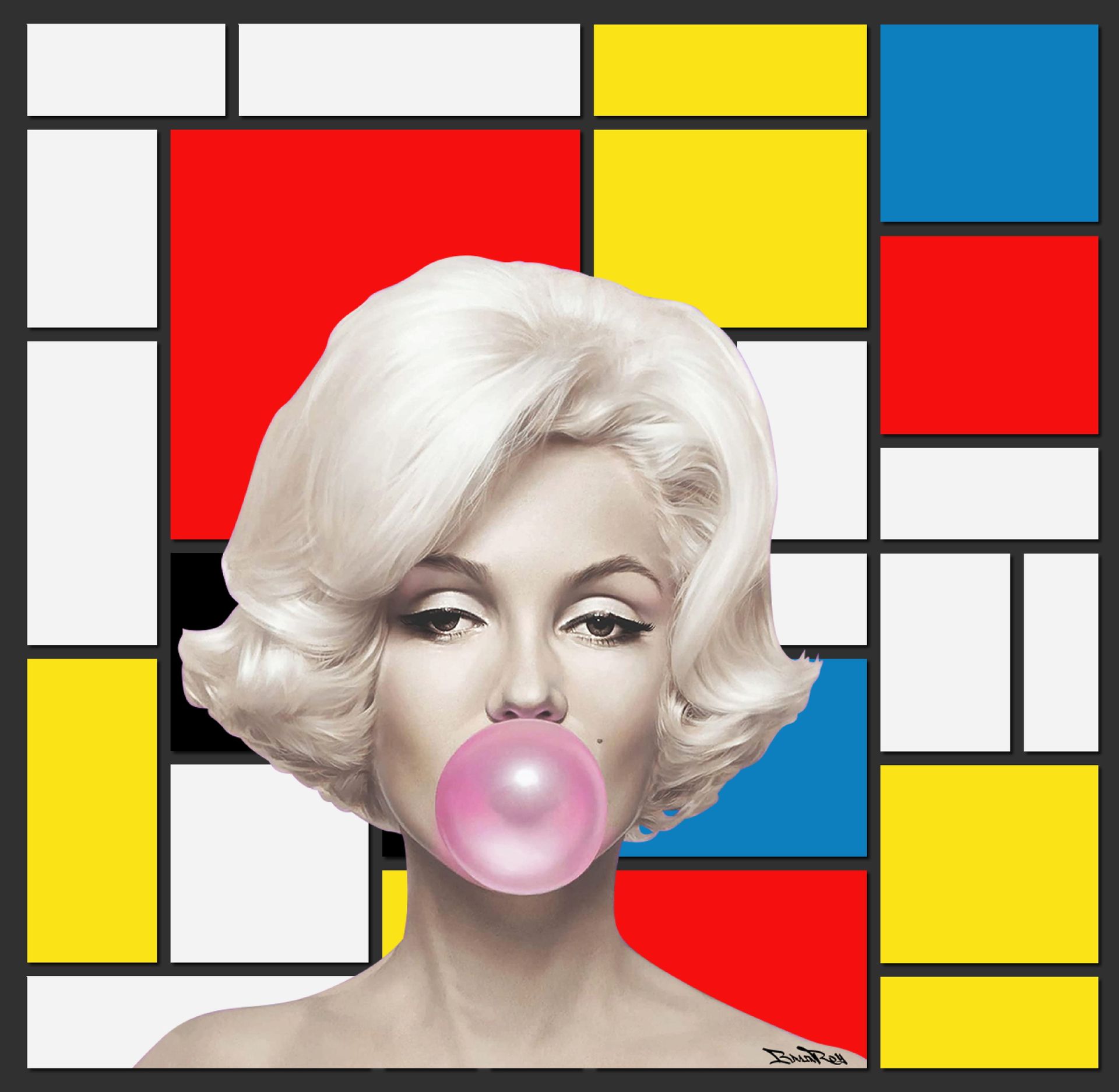 Null Marilyn Mondrian, BrainRoy, acrilico con finitura in vetro, incorniciato in&hellip;