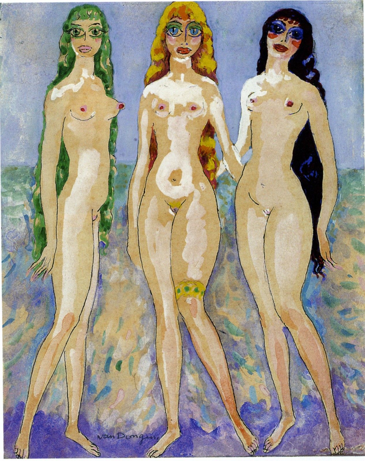 Null The three Graces, Print, after Kees Van Dongen, Color print signed on Arche&hellip;