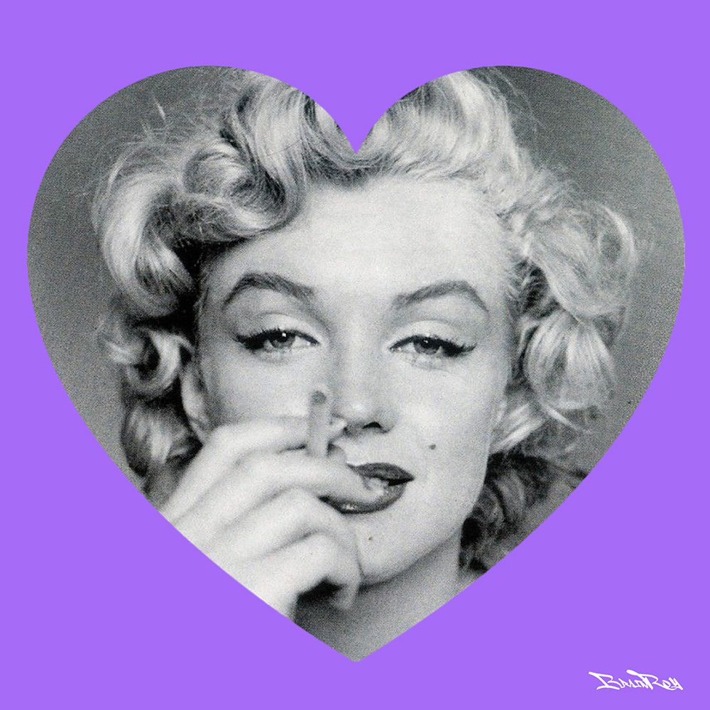 Null Marilyn Cœur violet, BrainRoy, Finition verre acrylique print, encadré en c&hellip;