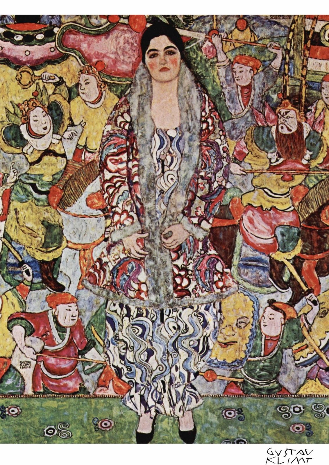 Null 弗里德里克-玛丽亚-比尔的肖像（1916年），印刷品，以古斯塔夫-克里姆特为原型，彩色印刷品，在版式中的拱形纸上签名，出版商的印章编号为150，有出版&hellip;