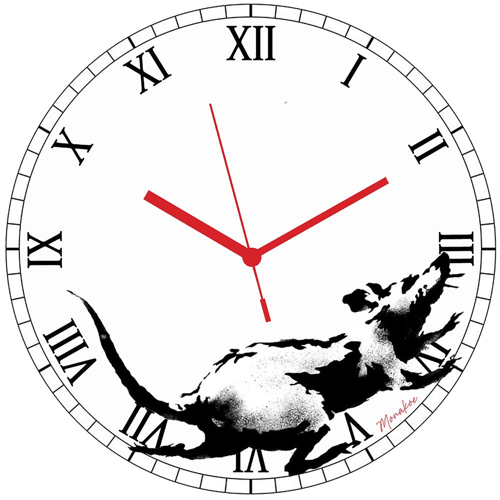Null Zifferblatt Ratte, Monakoe, Batteriebetriebene Uhr, inspiriert von Banksys &hellip;