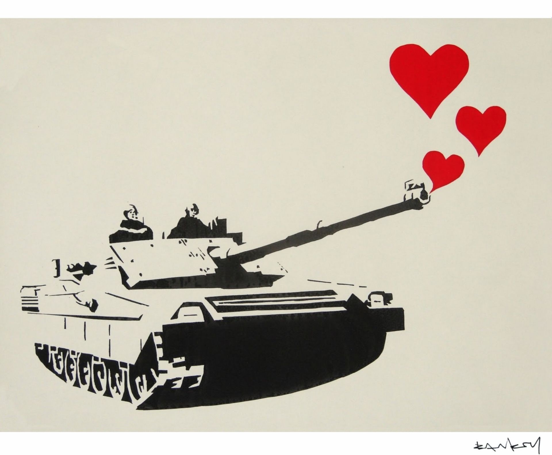 Null Tank of Love, Print after Banksy, color proof, signed on Arches paper in th&hellip;