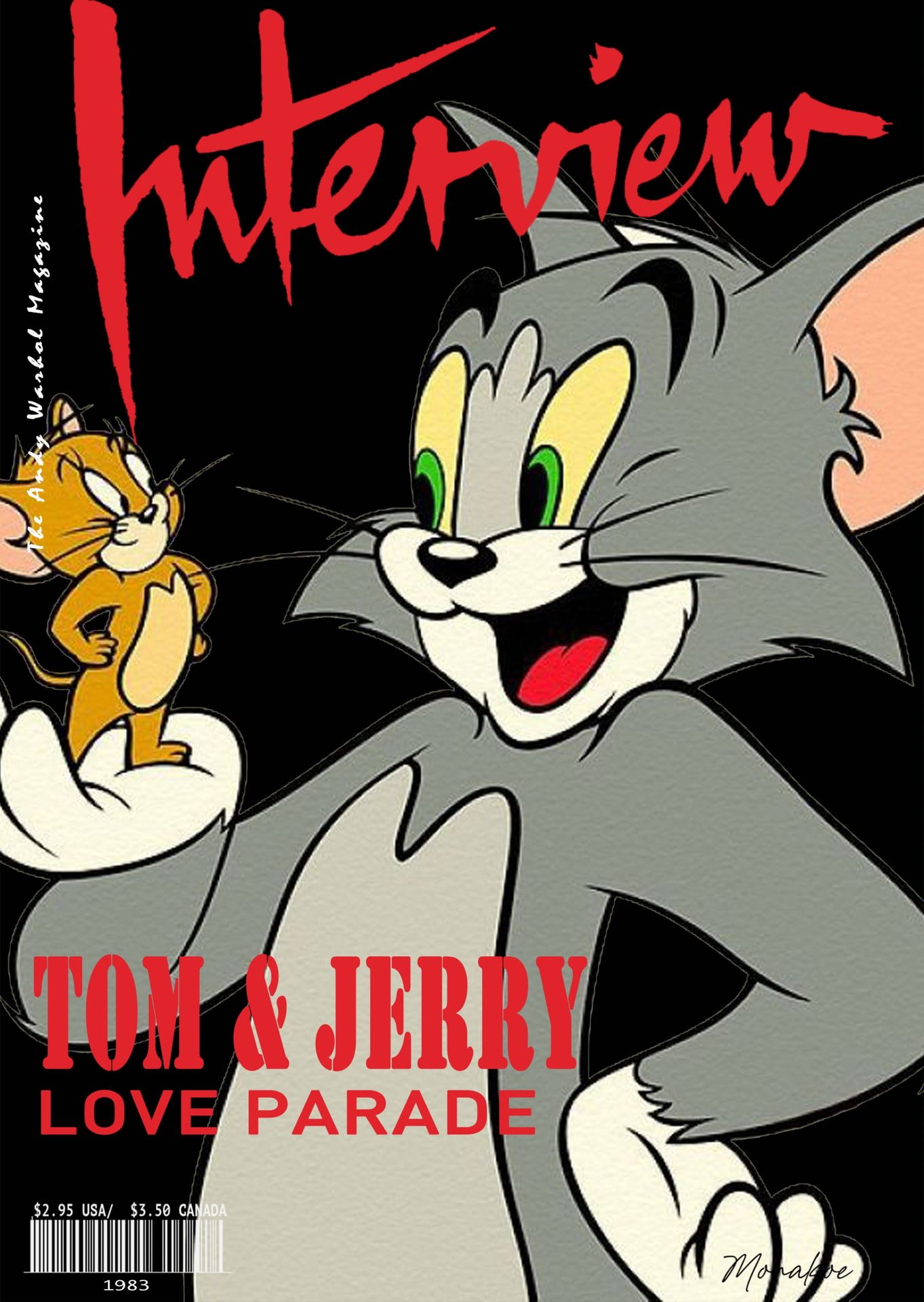 Null 采访安迪-沃霍尔杂志（后），Tom&Jerry，Monakoe，印在美术纸上，黑框，10份，尺寸59 x 83厘米