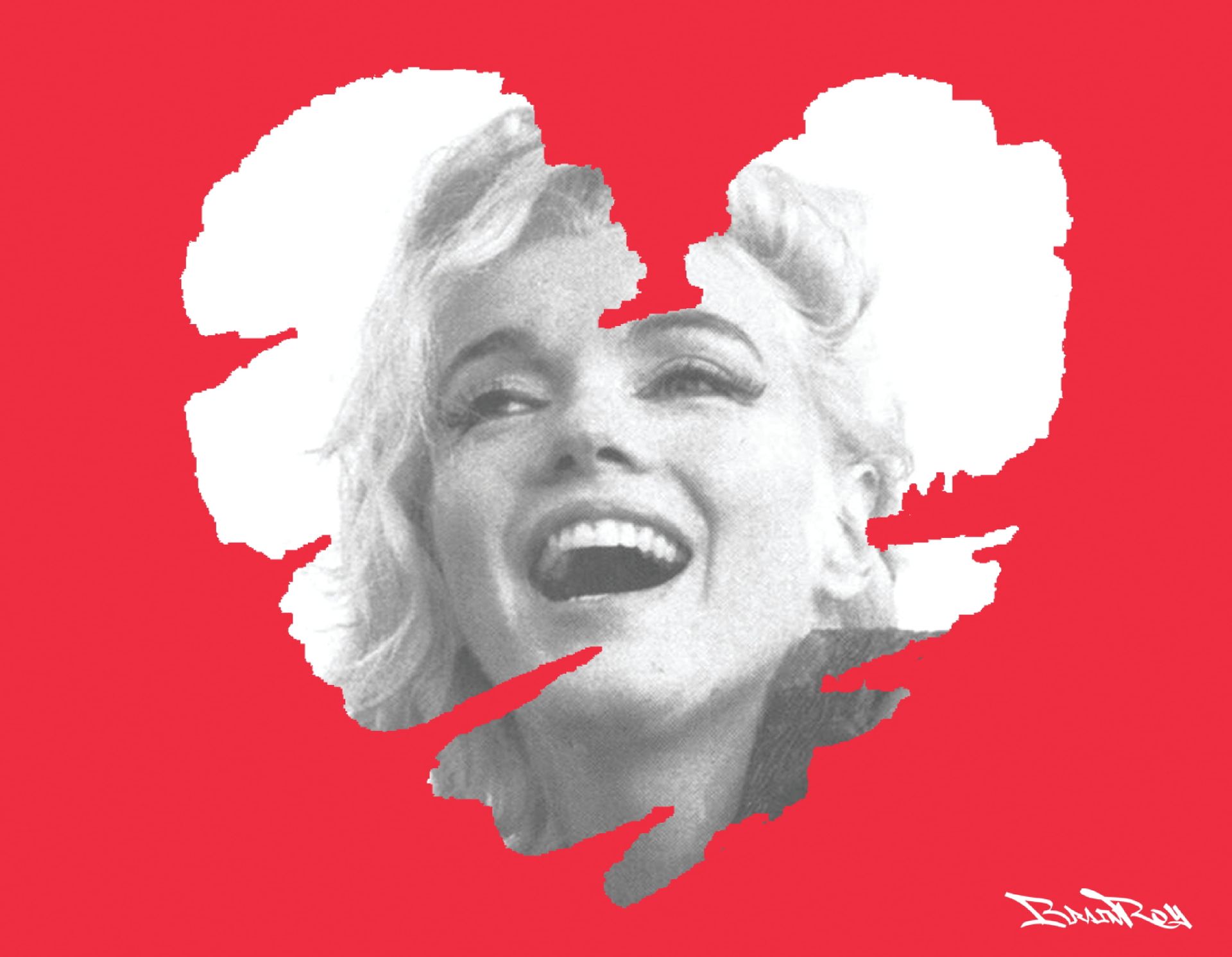 Null Marilyn Cœur déchiré, BrainRoy, Finition verre acrylique print, framed in A&hellip;