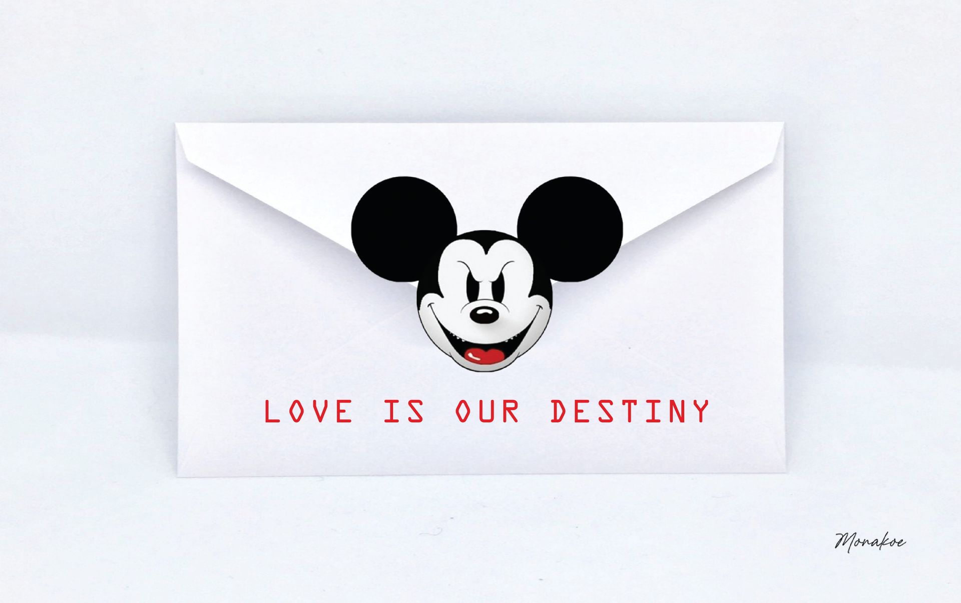 Null Enveloppe Mickey Bad, Love is your destiny, Monakoe, imprimé sur Papier Bea&hellip;