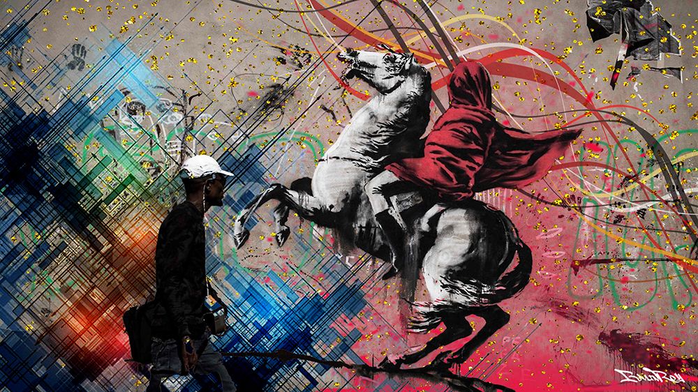 Null Chevalier, BrainRoy dans l'esprit de Banksy, Finition verre acrylique print&hellip;