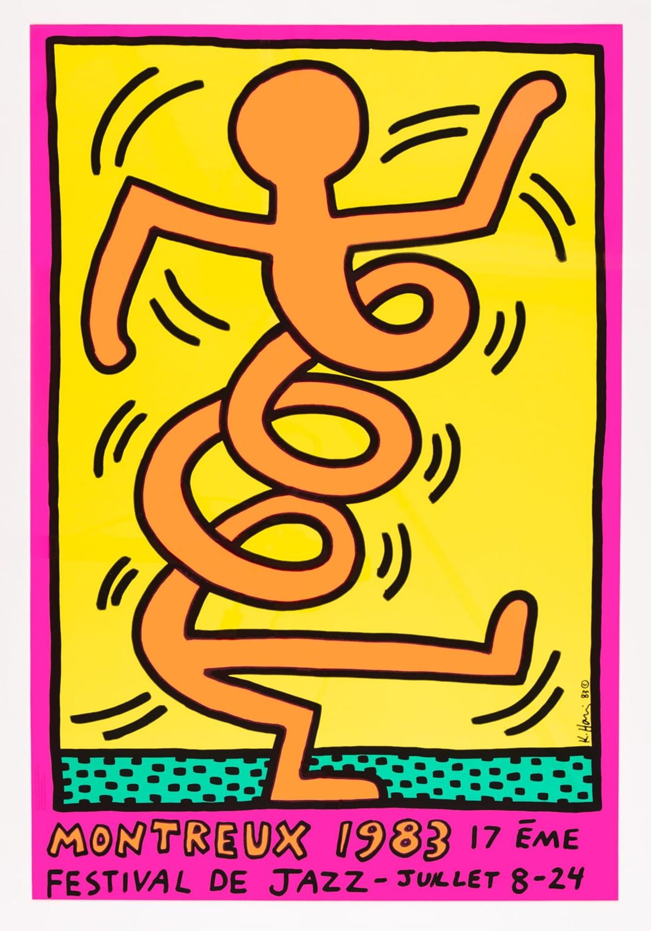 Null Keith Haring (nach), Plakat Montreux Bonhomme orange, 1983. 

Papier Poster&hellip;