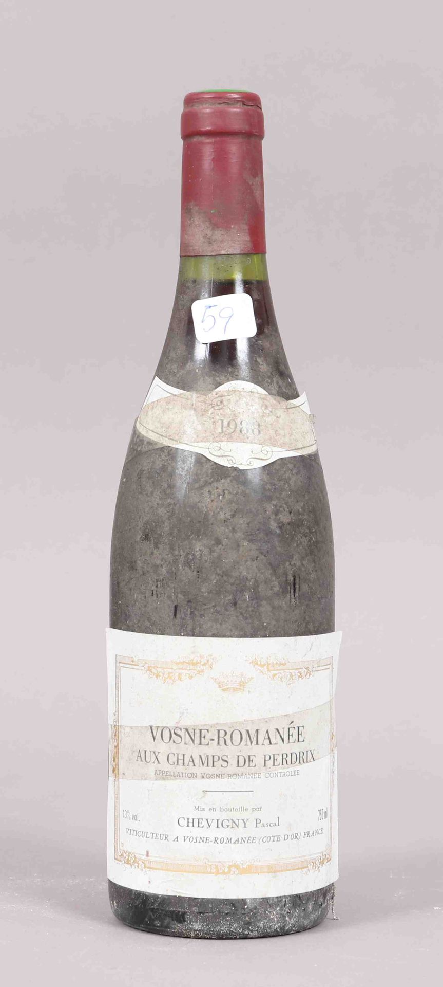 Null Vosne-Romanée (x1) 
Aux champrs de Perdrix 
Chevigny Pascal 
1988 
0,75L