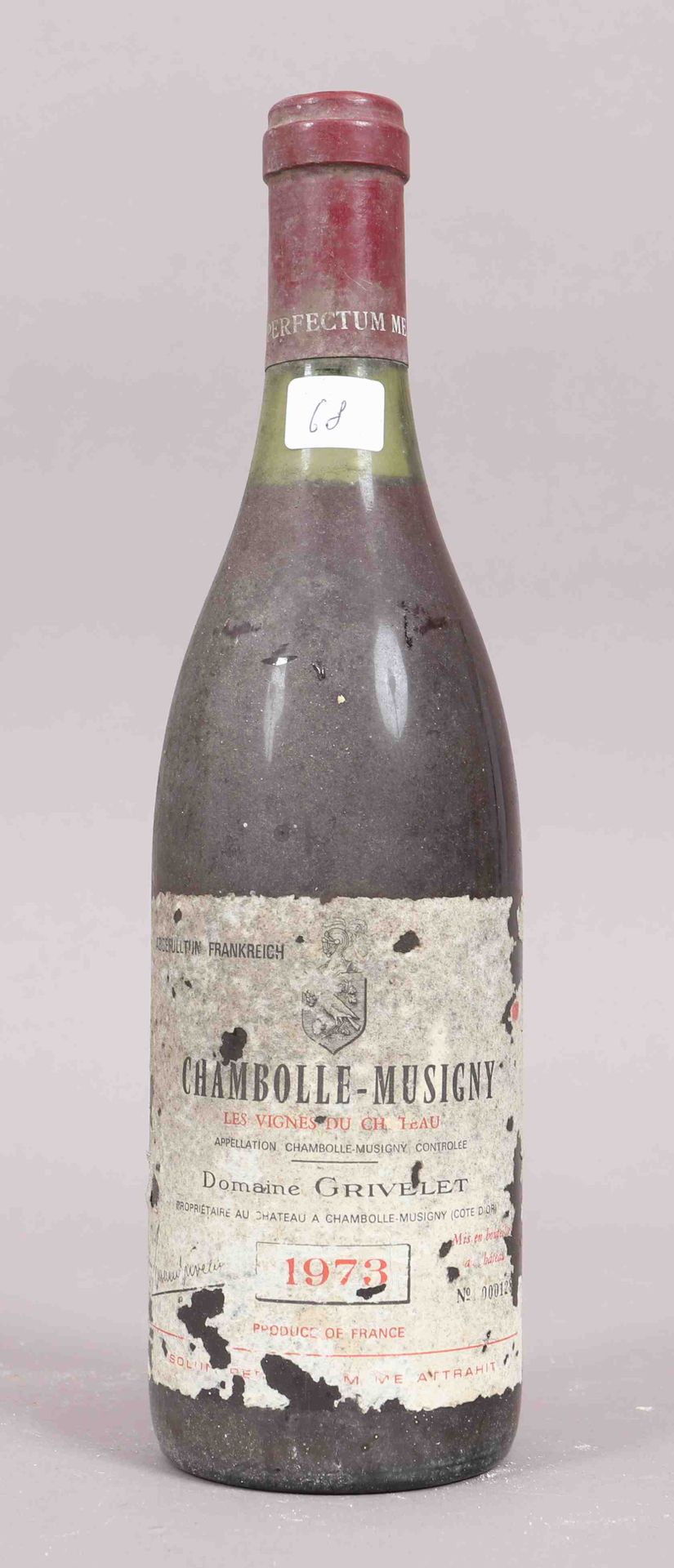 Null Chambolle Musigny (x1) 
Domaine Grivelet 
1973 
0,75L