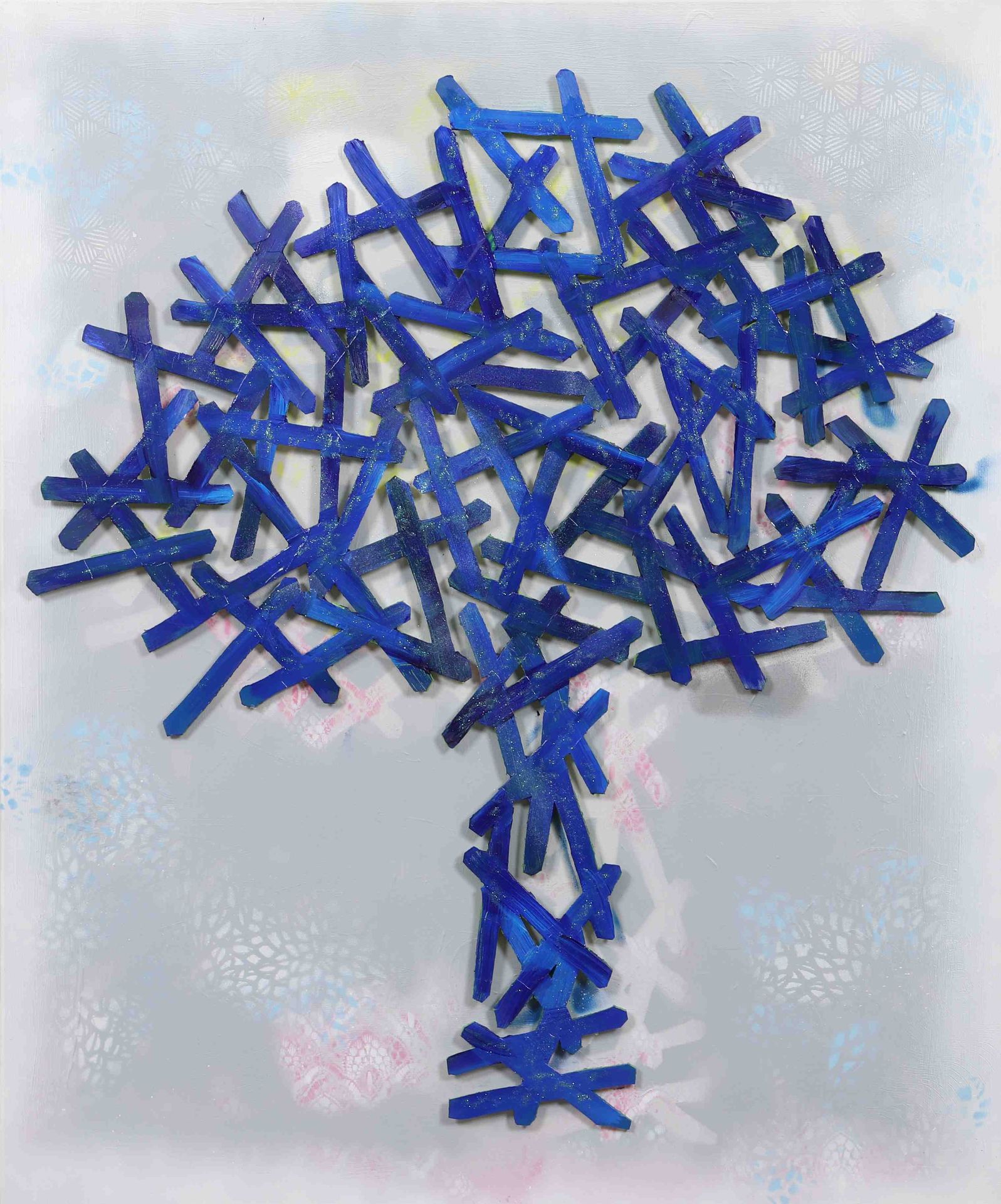 Null 让-吕克-库拉贝（生于1963年） 
法国视觉艺术家 
布面混合材料 - "树" - 三维的 
尺寸：高：120；宽：100厘米